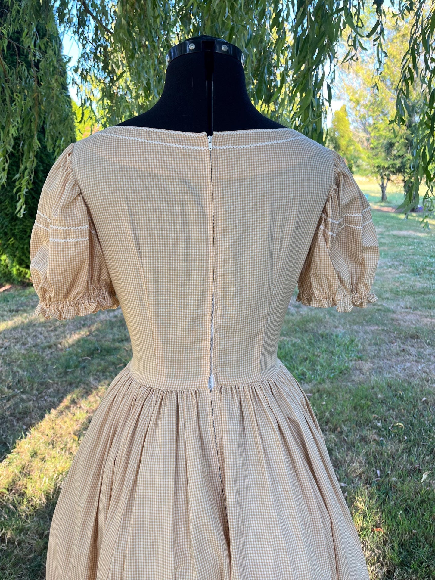 Yellow Handmade Prairie Gingham Dress & Matching Bloomers Set