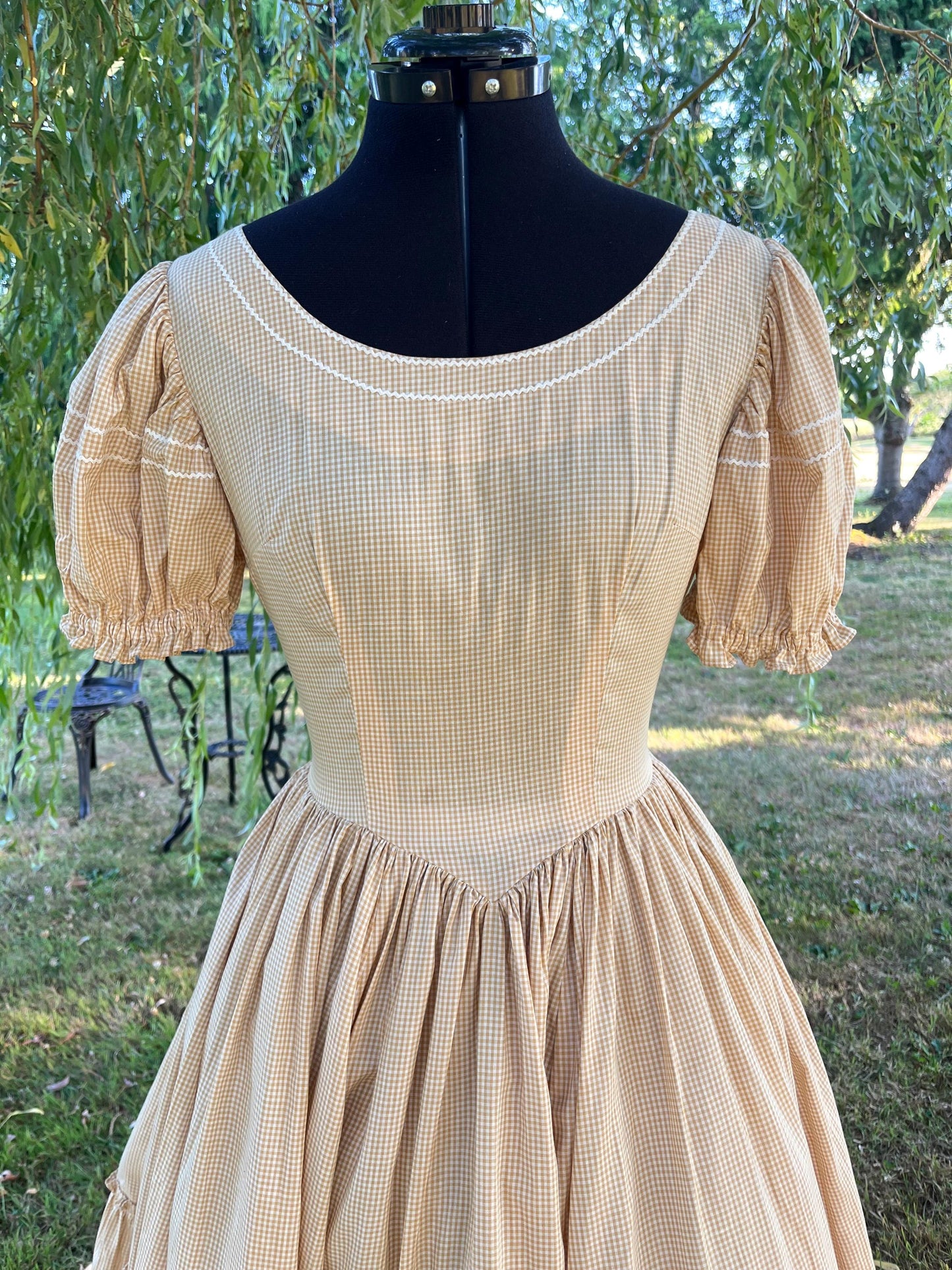 Yellow Handmade Prairie Gingham Dress & Matching Bloomers Set