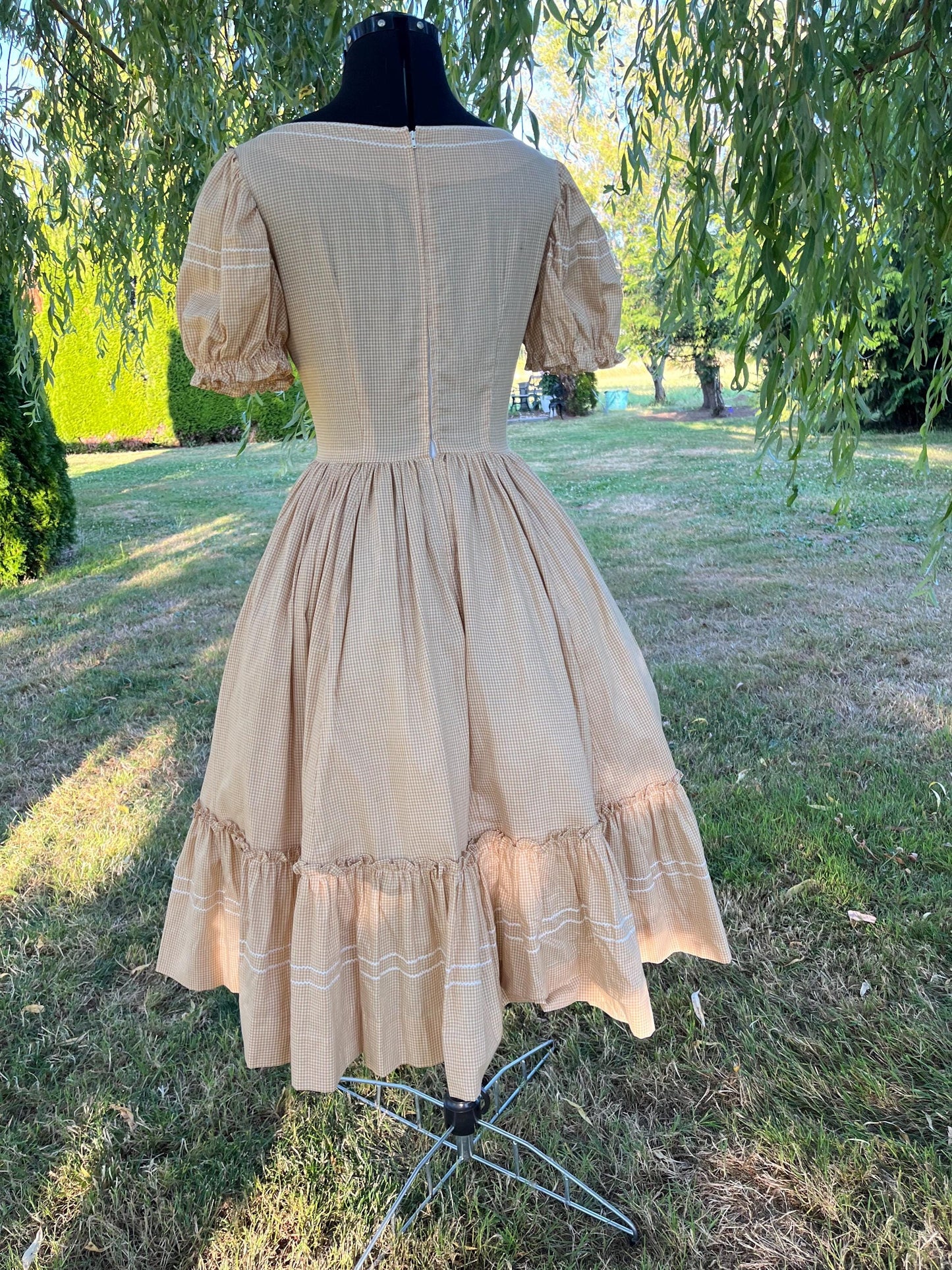 Yellow Handmade Prairie Gingham Dress & Matching Bloomers Set