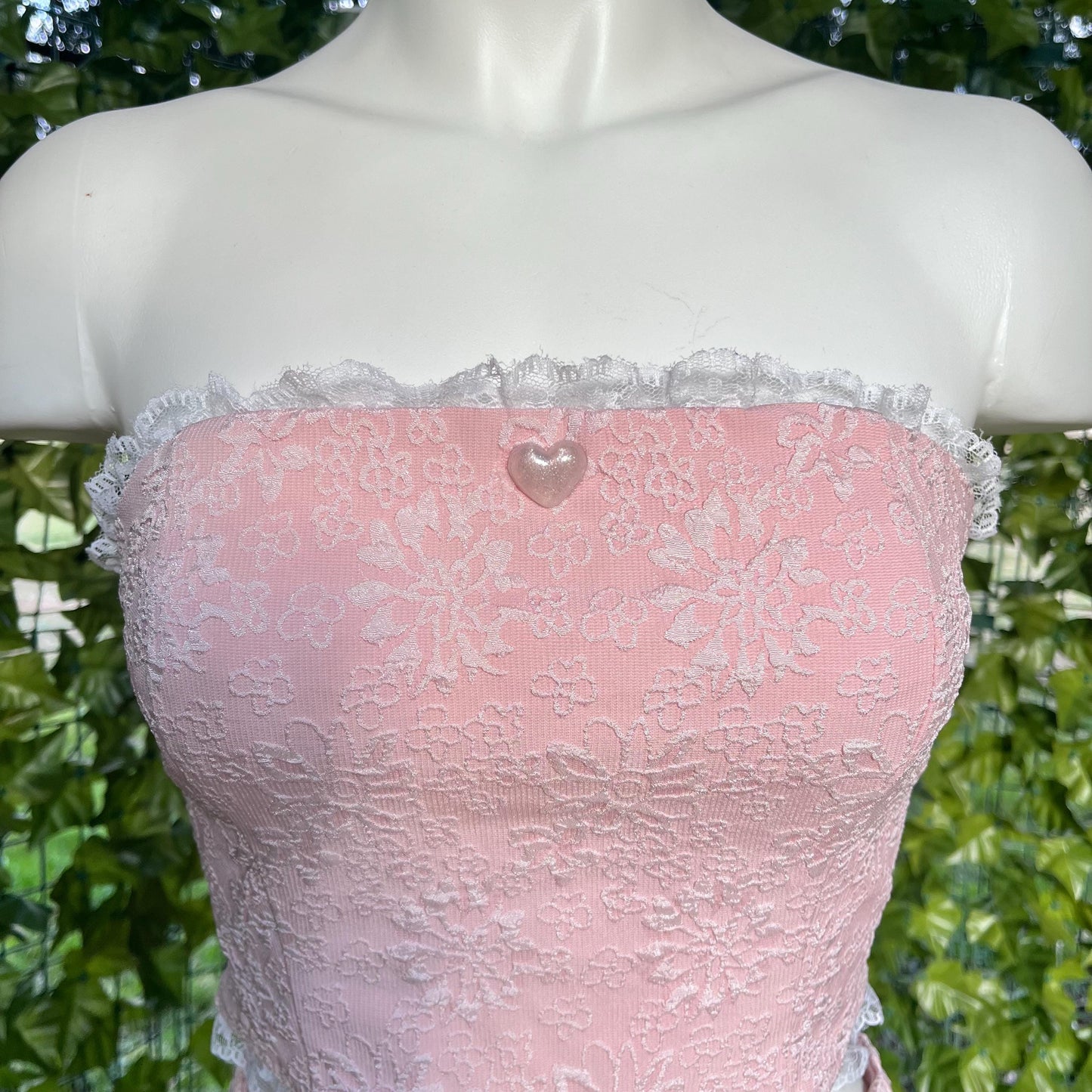 Sweetheart Lace Two-Piece Set – Pastel Pink Cottagecore Outfit
