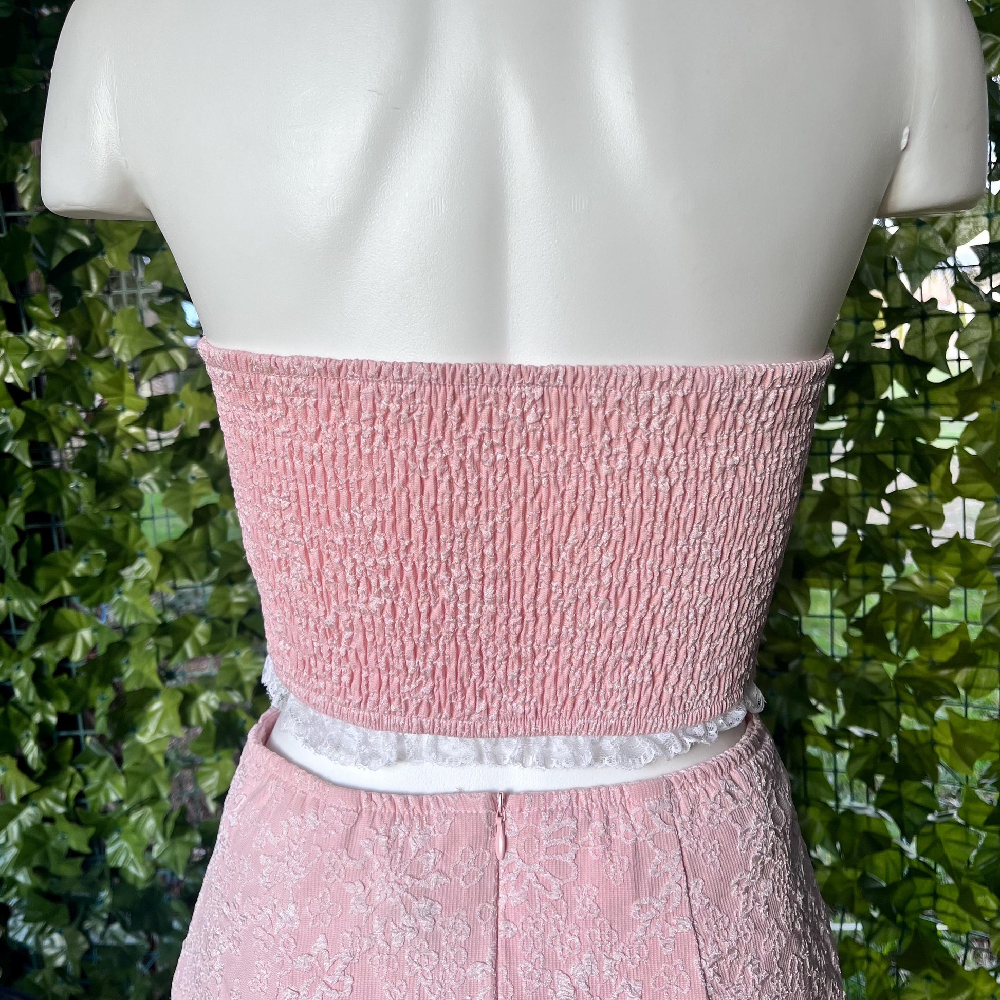 Sweetheart Lace Two-Piece Set – Pastel Pink Cottagecore Outfit