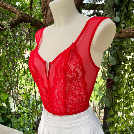 Vintage Red Lingerie Corset Top