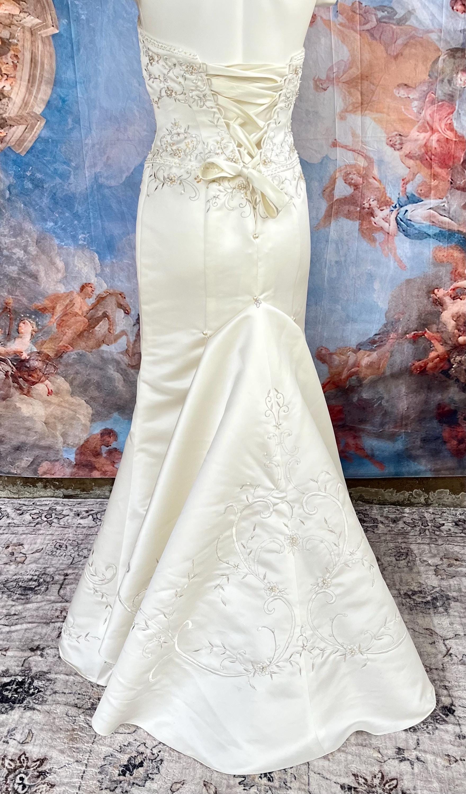 Ivory Embroidered Petite Strapless Mermaid Wedding Dress