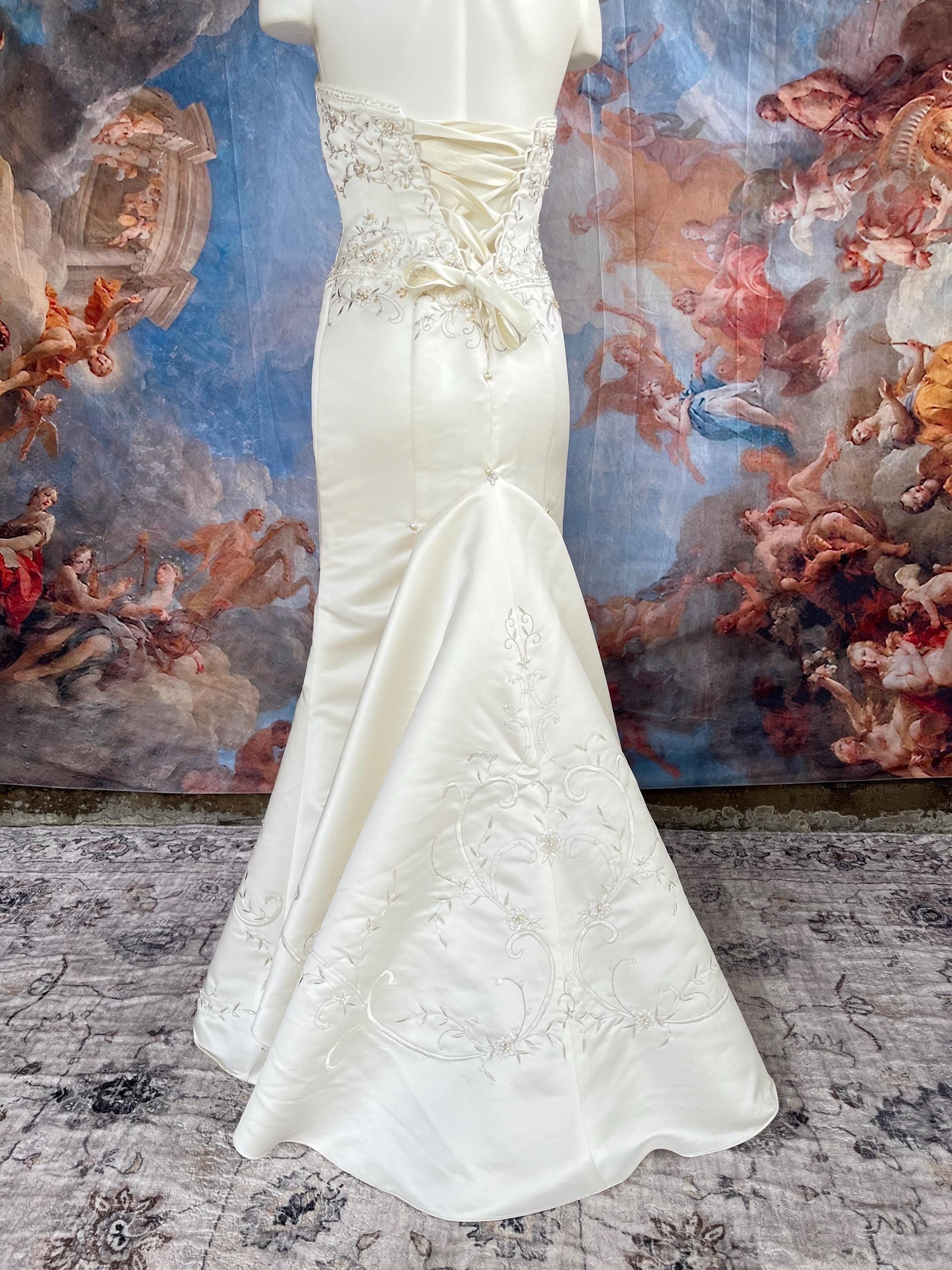 Ivory Embroidered Petite Strapless Mermaid Wedding Dress