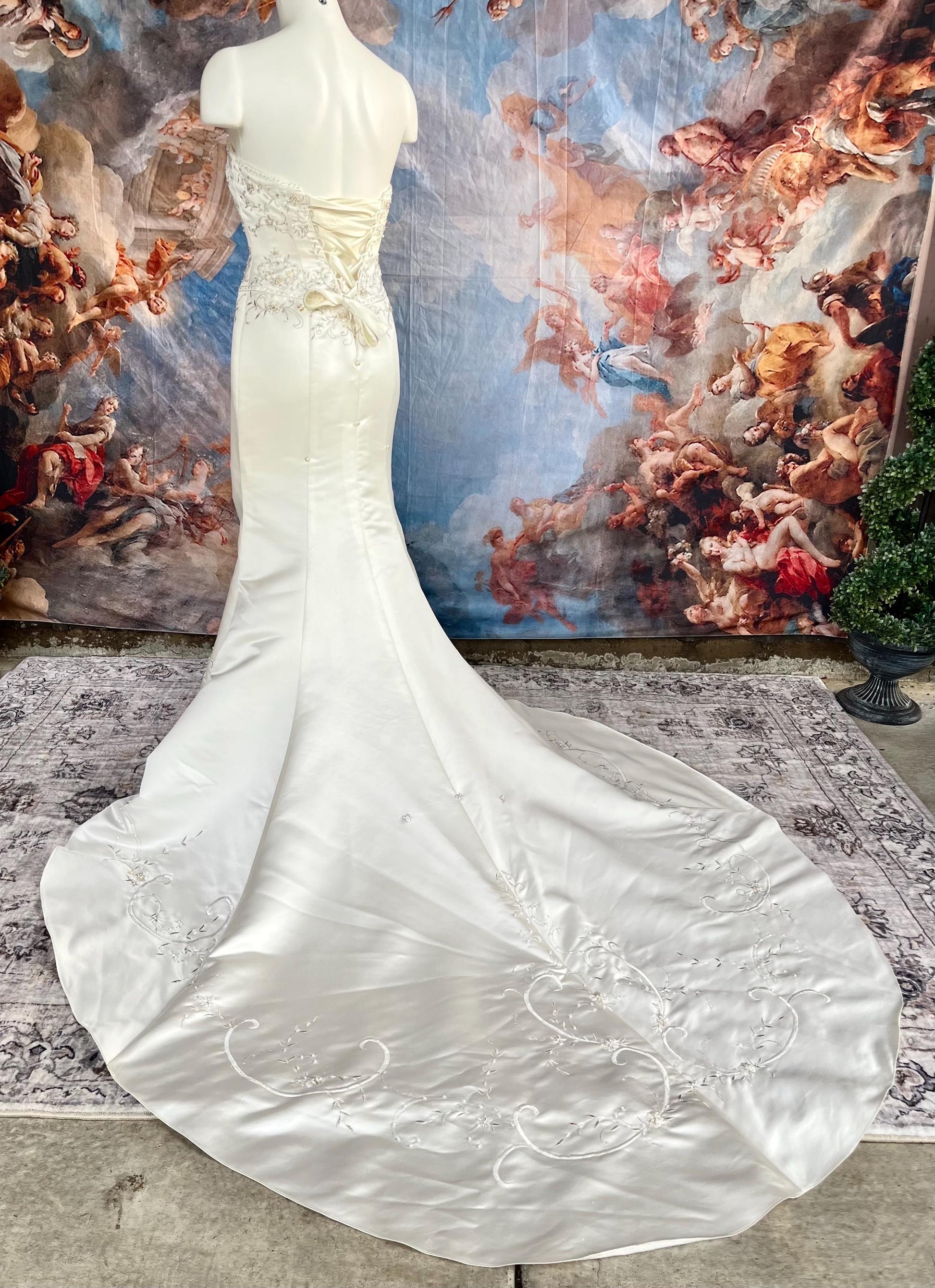 Ivory Embroidered Petite Strapless Mermaid Wedding Dress