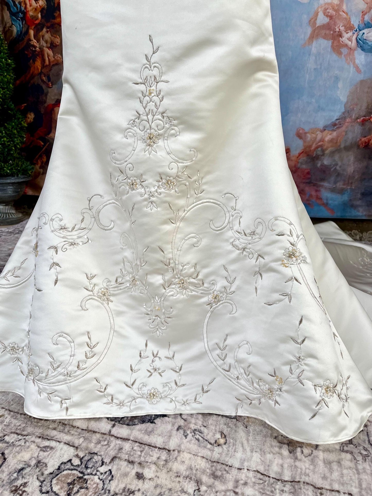 Ivory Embroidered Petite Strapless Mermaid Wedding Dress