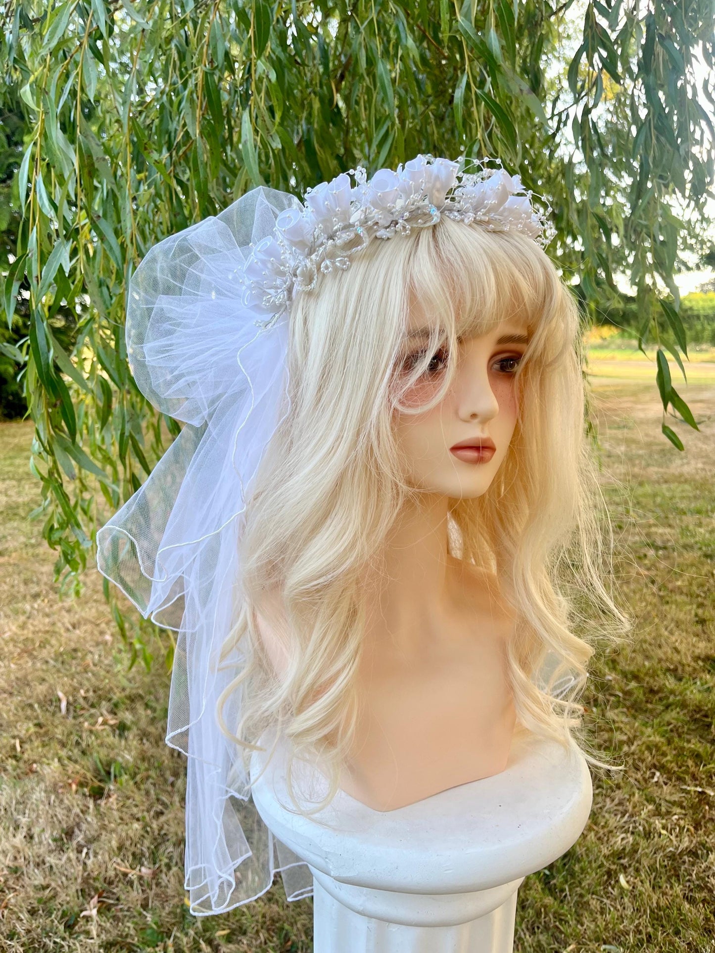 Fairy Flower Crown With Layered Short Veil