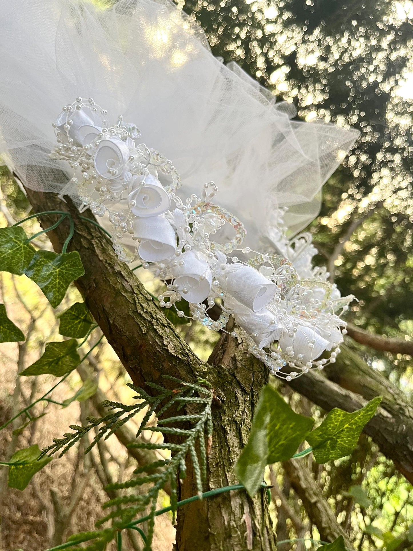 Fairy Flower Crown With Layered Short Veil