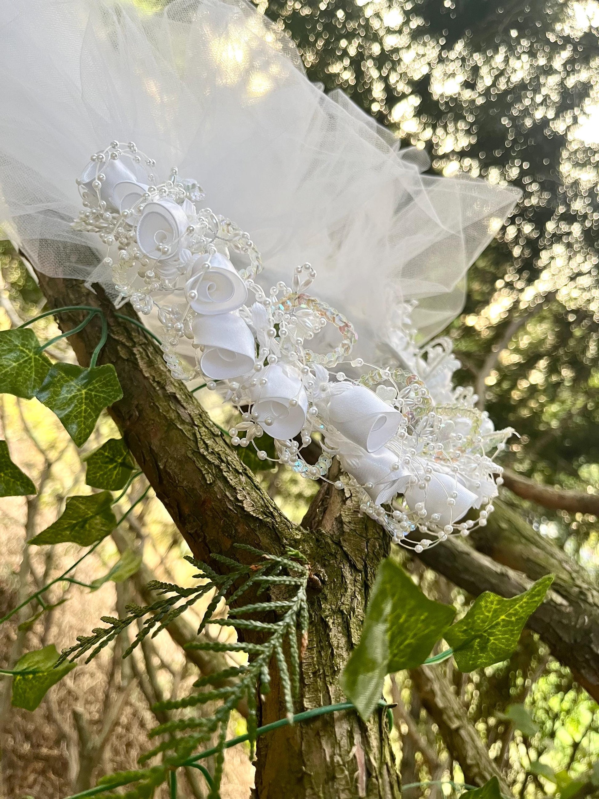 Fairy Flower Crown With Layered Short Veil