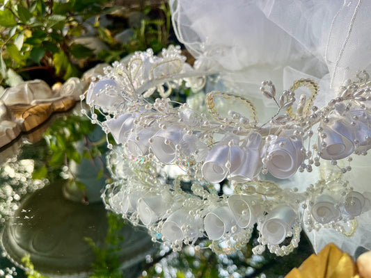Fairy Flower Crown With Layered Short Veil