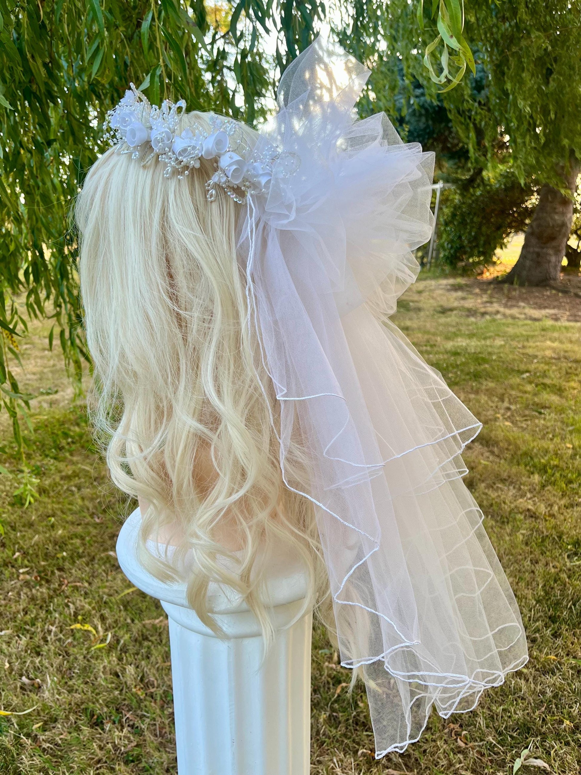 Fairy Flower Crown With Layered Short Veil