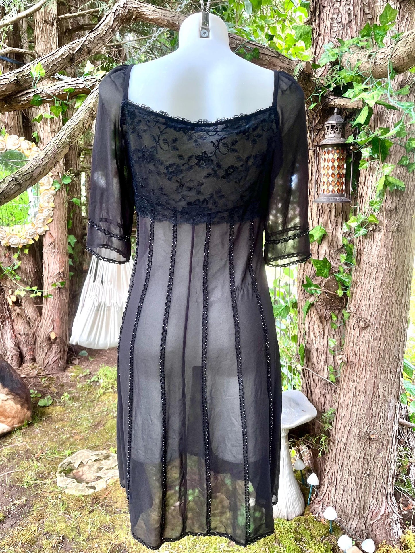 Silk Black Sheer Dress With Intricate Beading