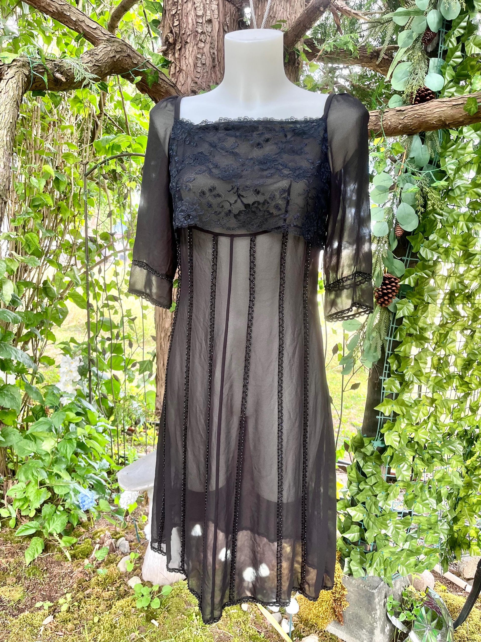 Silk Black Sheer Dress With Intricate Beading