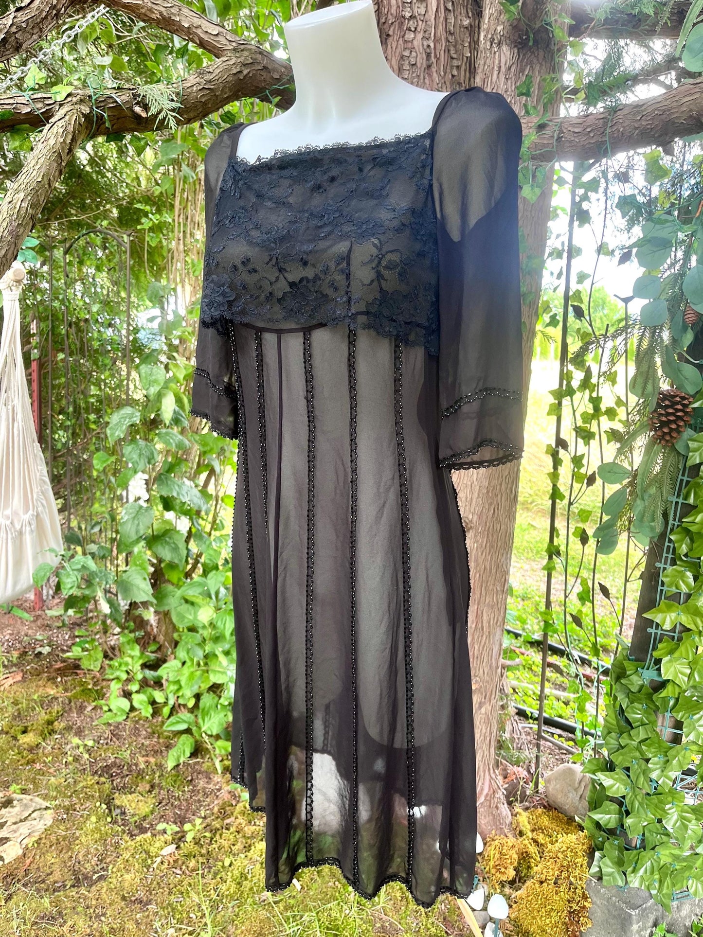 Silk Black Sheer Dress With Intricate Beading