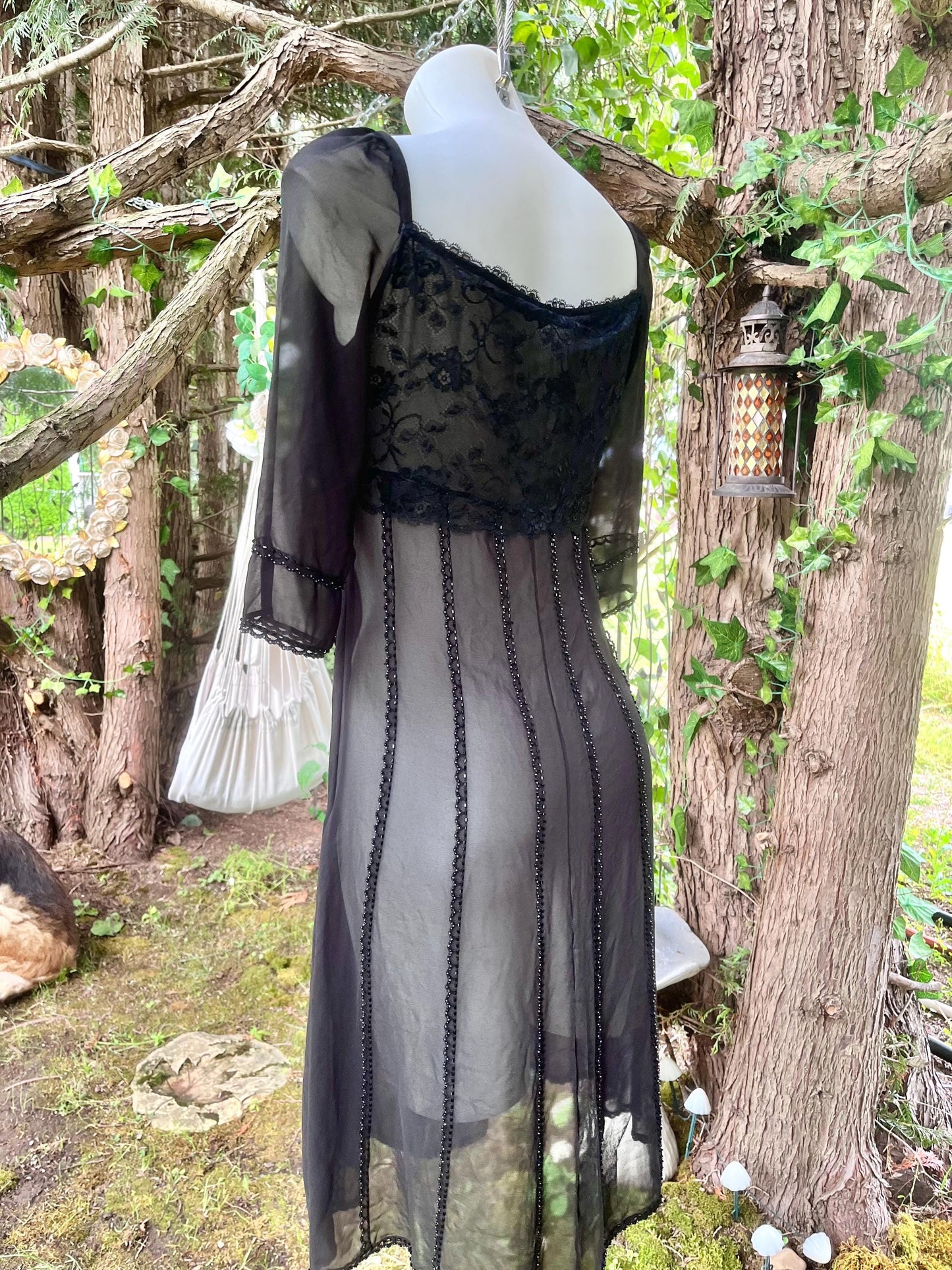 Silk Black Sheer Dress With Intricate Beading