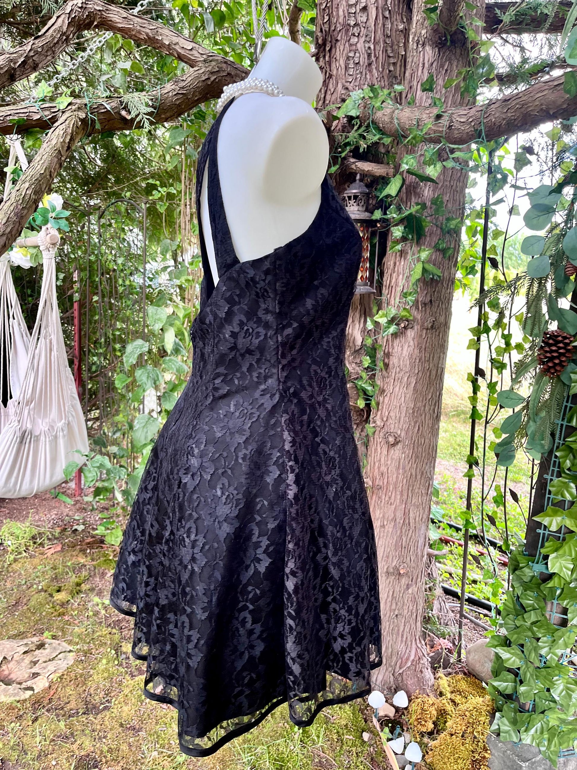 Steppin' Out, Vintage Black Lace Cocktail Dress