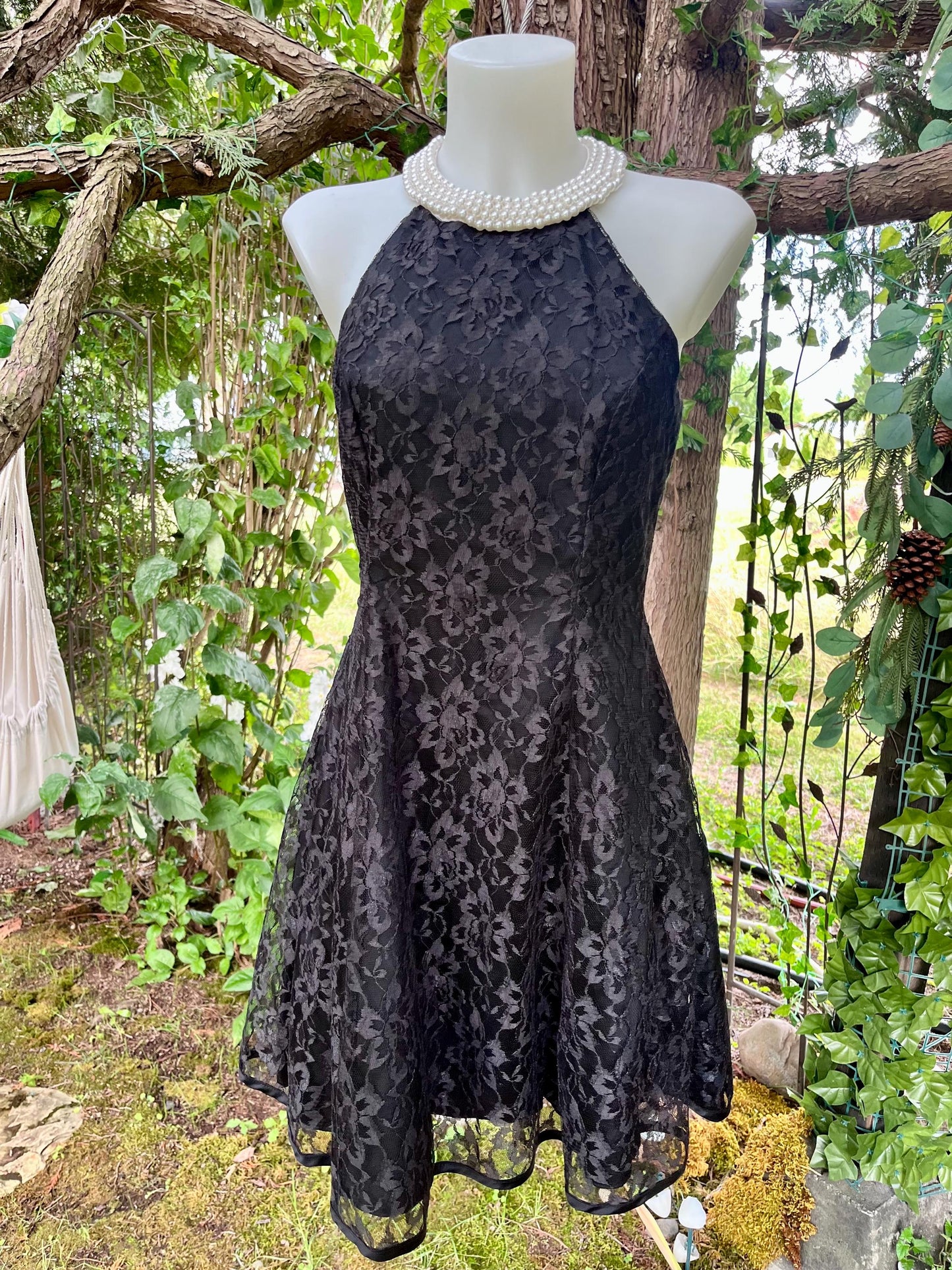 Steppin' Out, Vintage Black Lace Cocktail Dress