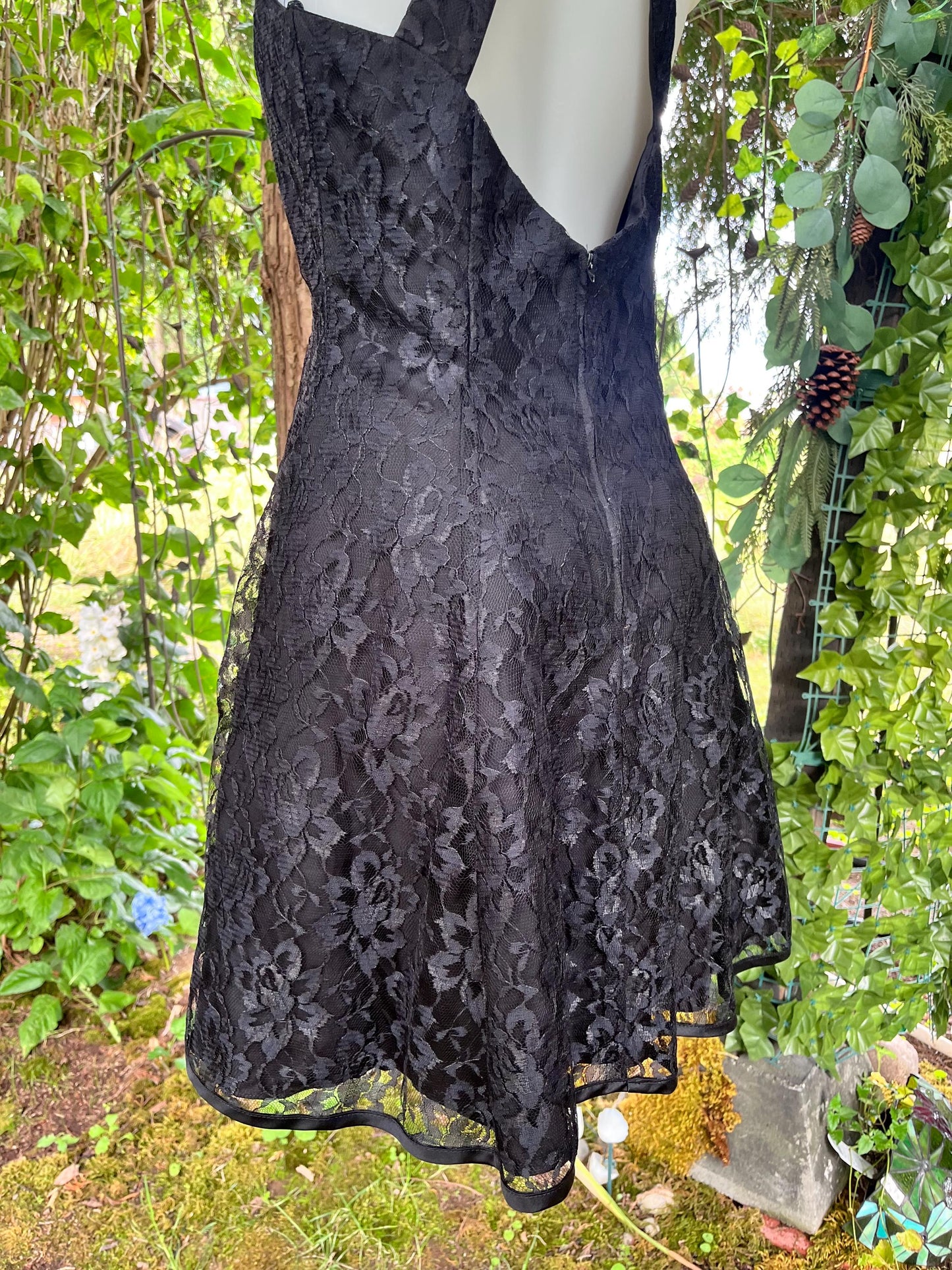 Steppin' Out, Vintage Black Lace Cocktail Dress
