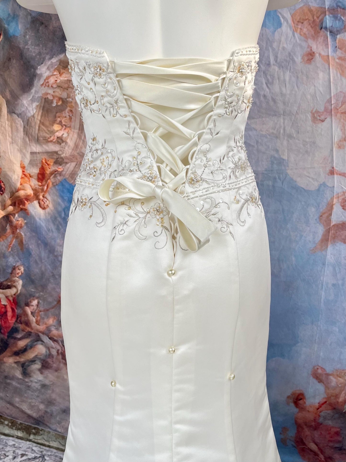 Ivory Embroidered Petite Strapless Mermaid Wedding Dress