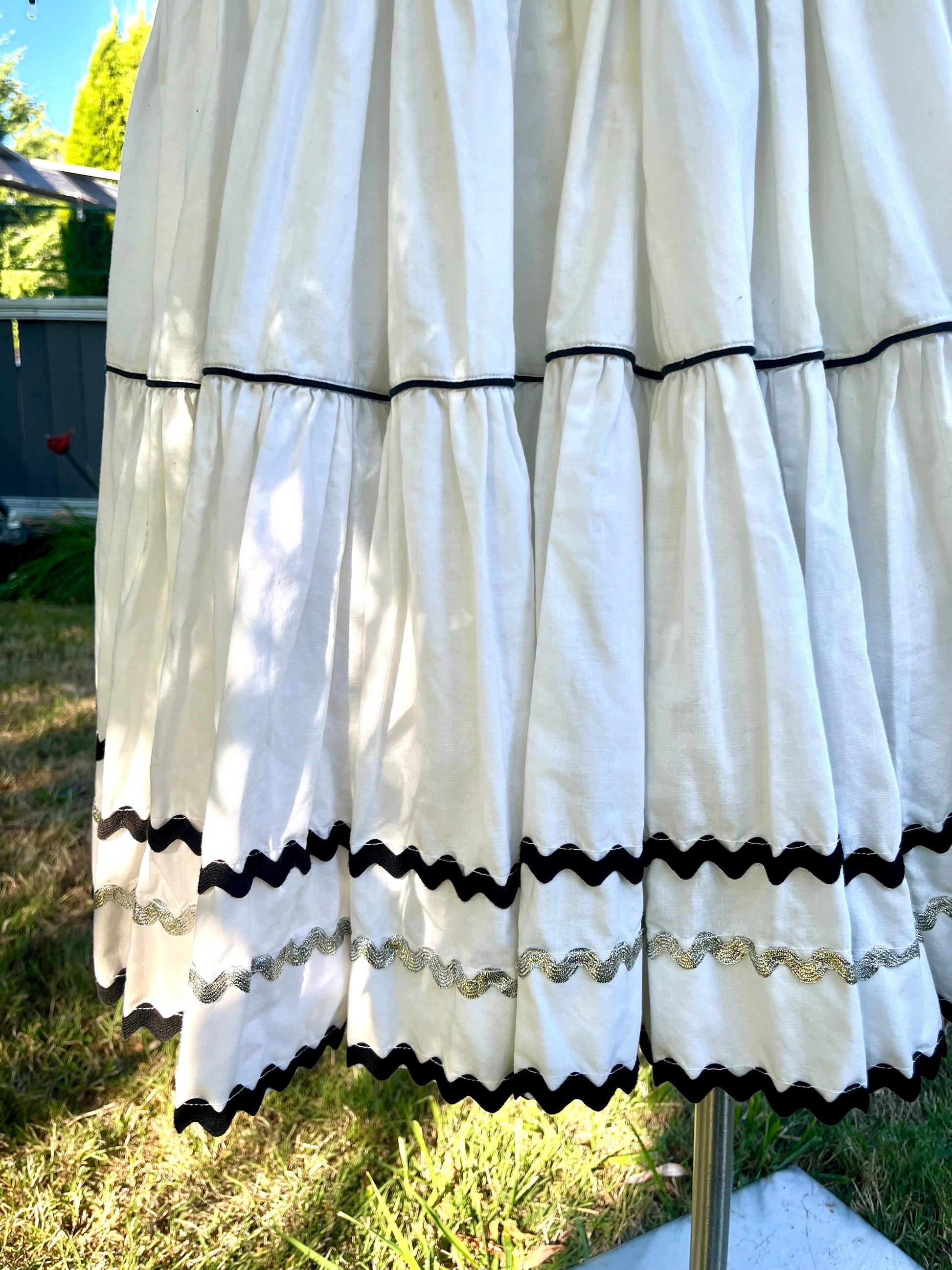 Vintage White Tiered Skirt with Ric Rac Trim