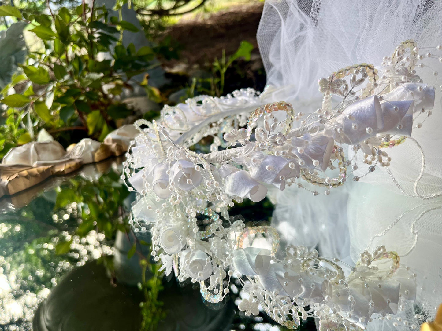 Fairy Flower Crown With Layered Short Veil