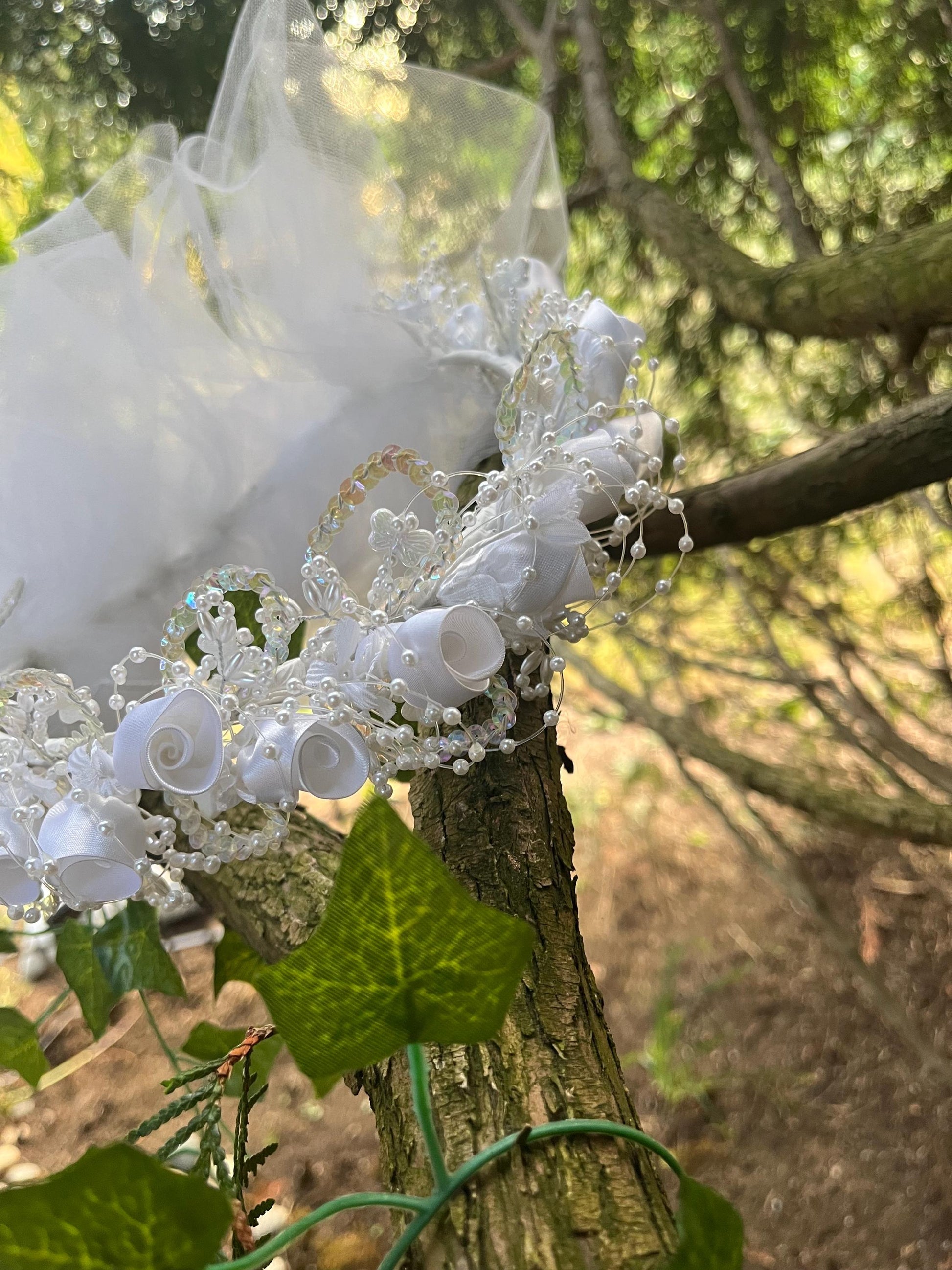 Fairy Flower Crown With Layered Short Veil