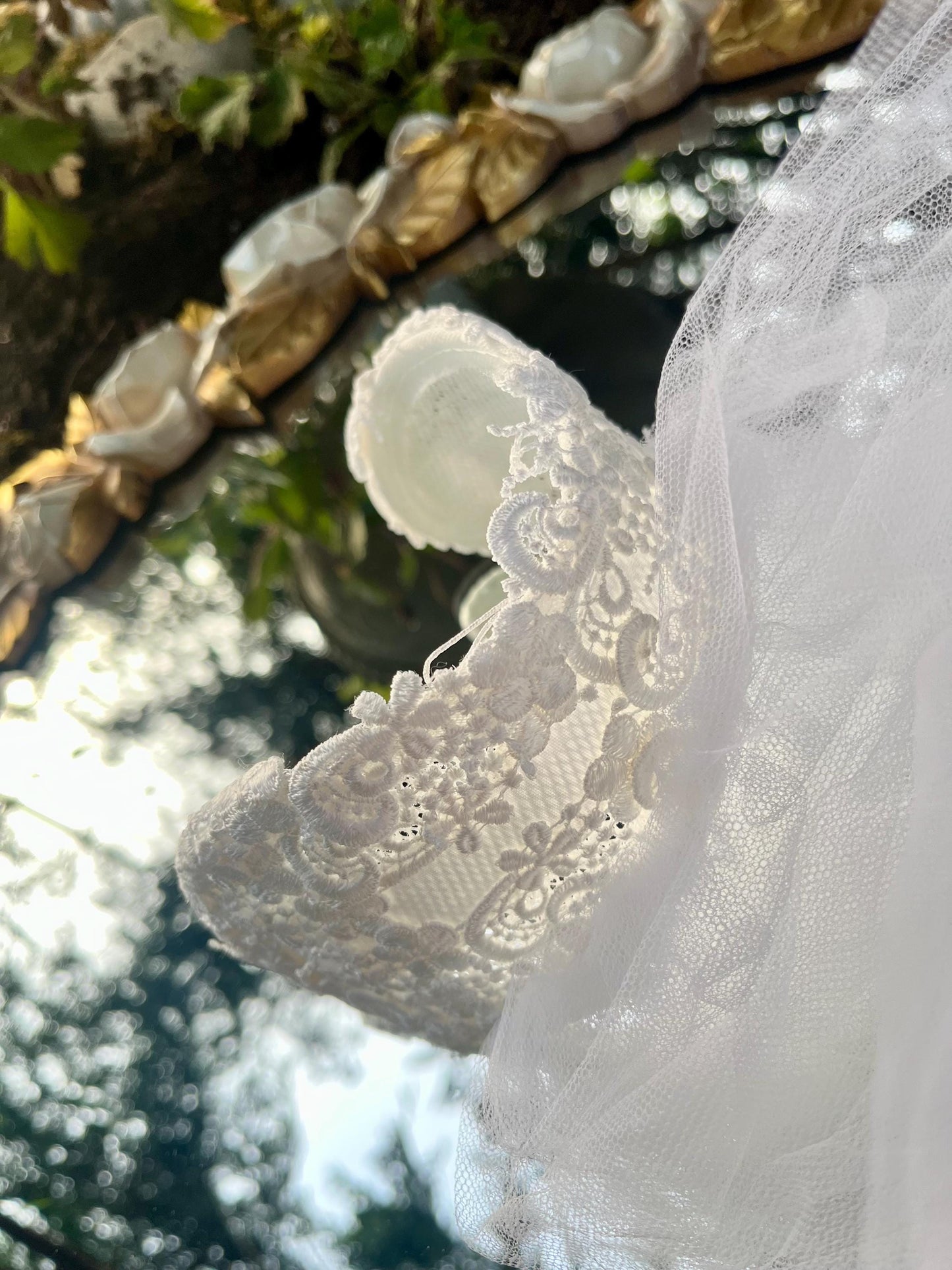 Vintage Lace Headband With Layered Veil