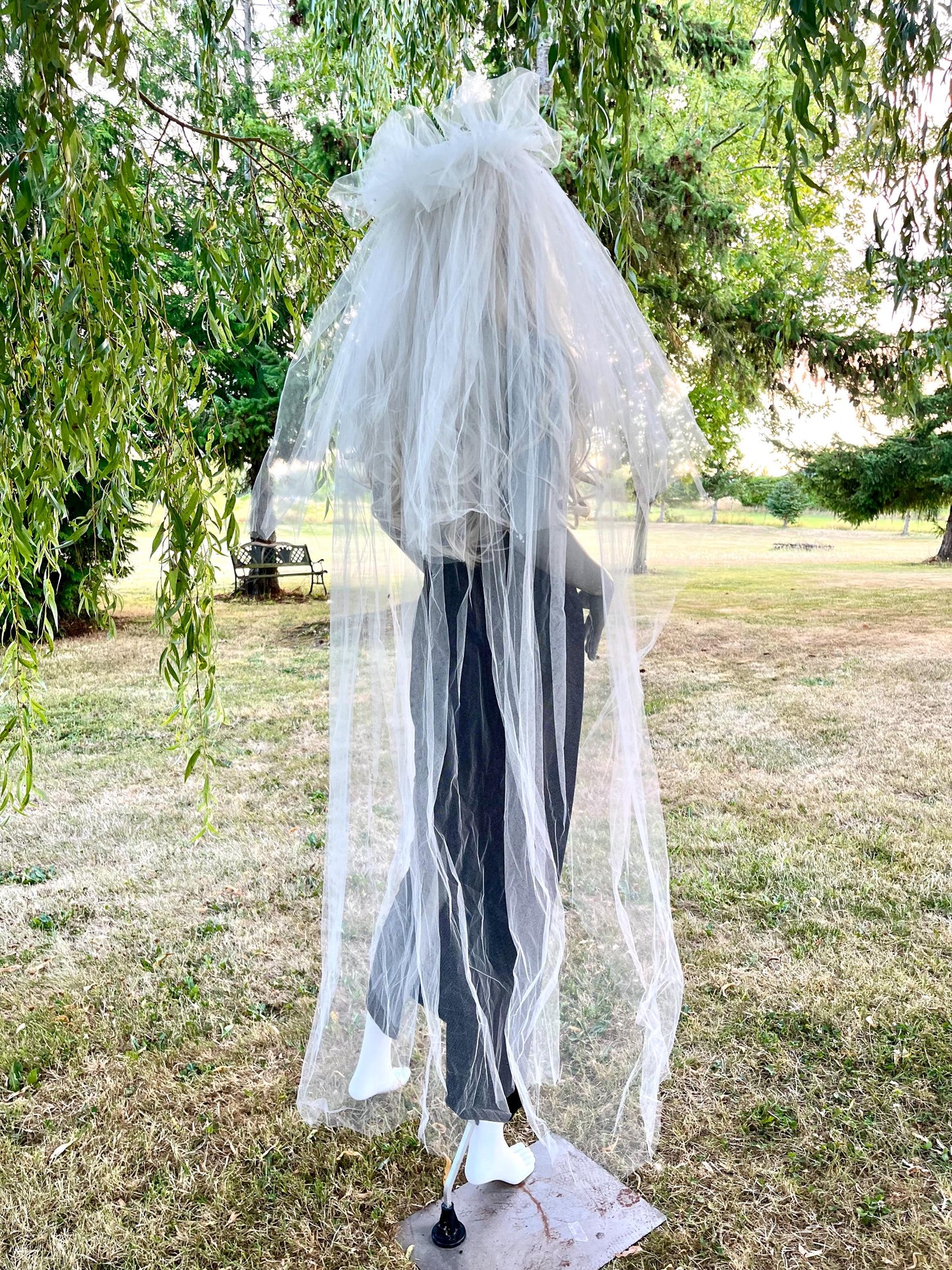 Lace Crown With Pearls and Long Veil