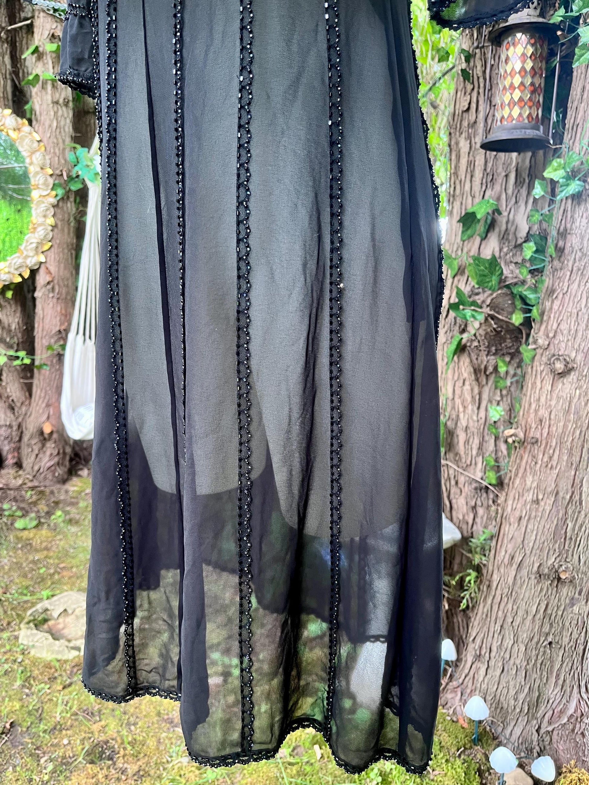 Silk Black Sheer Dress With Intricate Beading