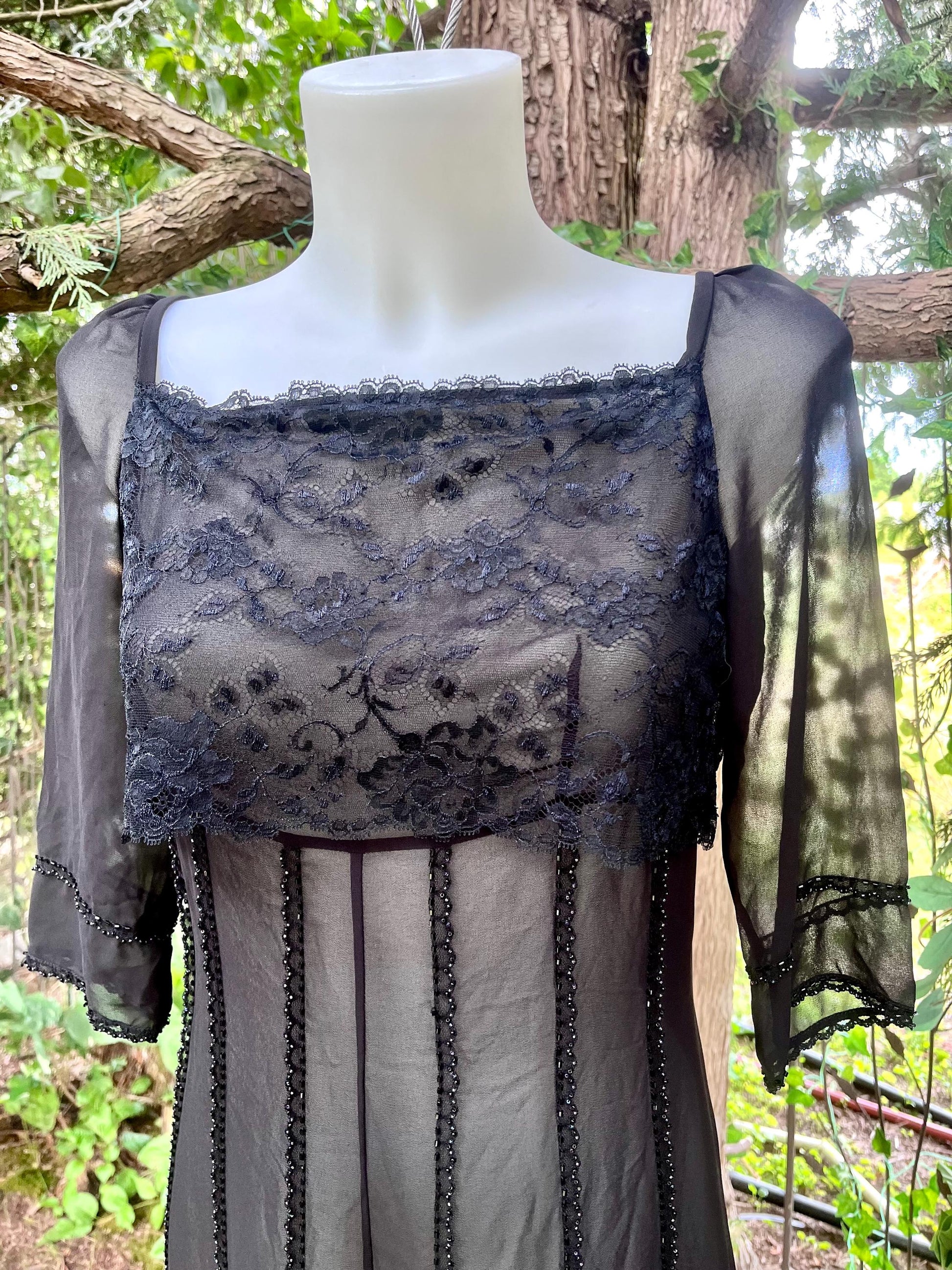 Silk Black Sheer Dress With Intricate Beading