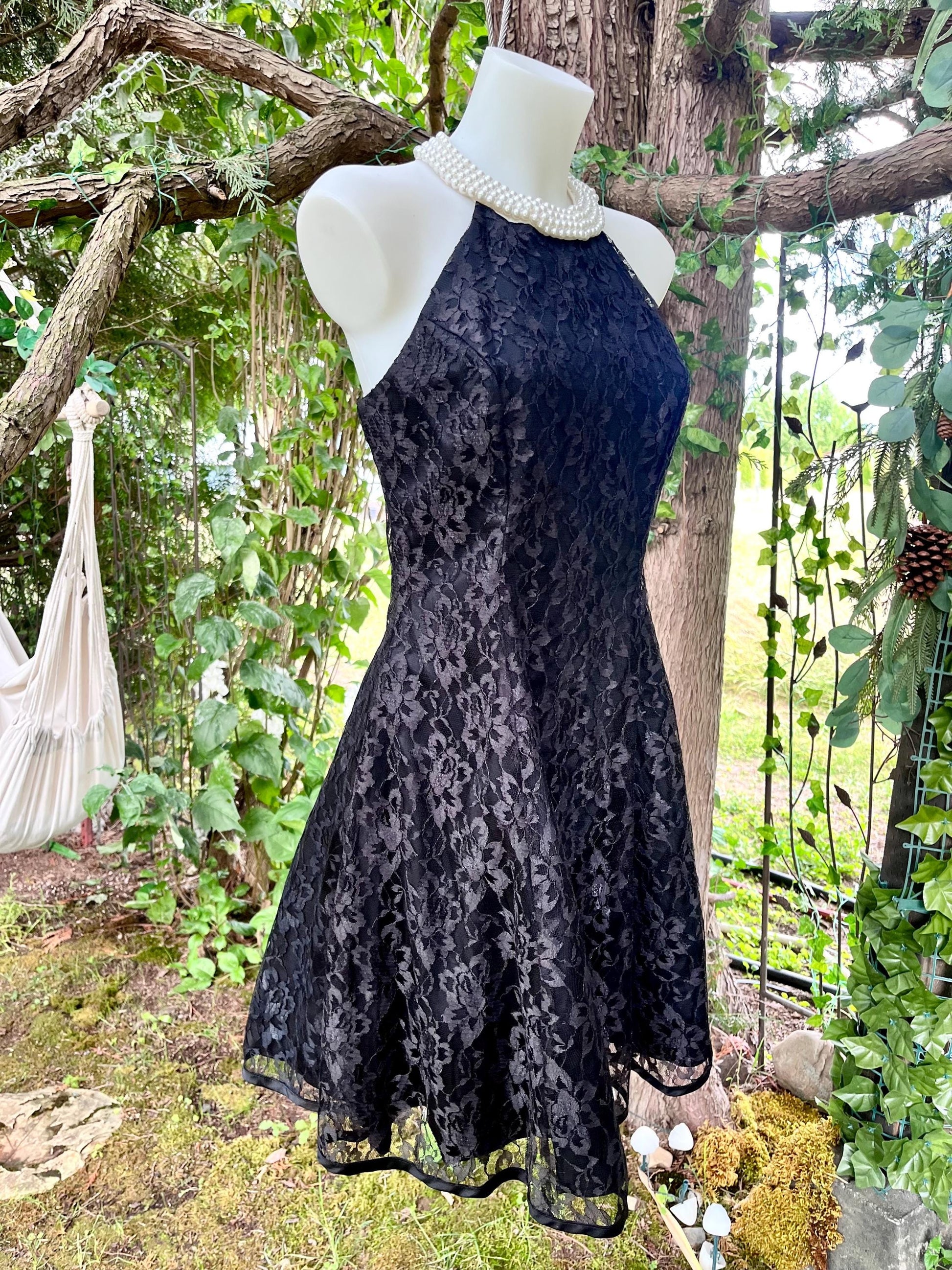 Steppin' Out, Vintage Black Lace Cocktail Dress