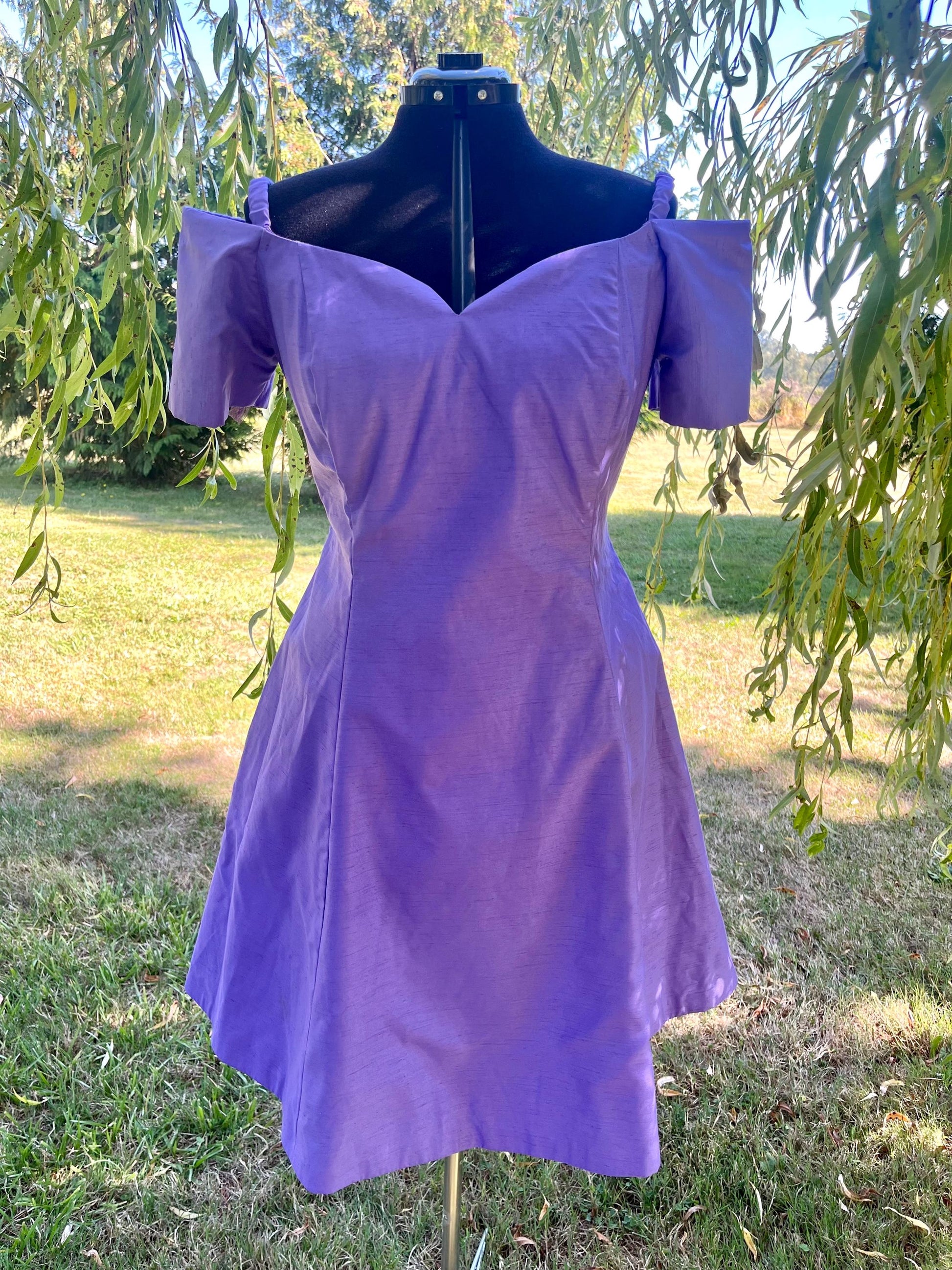 Lavender Twilight Dress – Vintage Inspired Off-Shoulder Mini