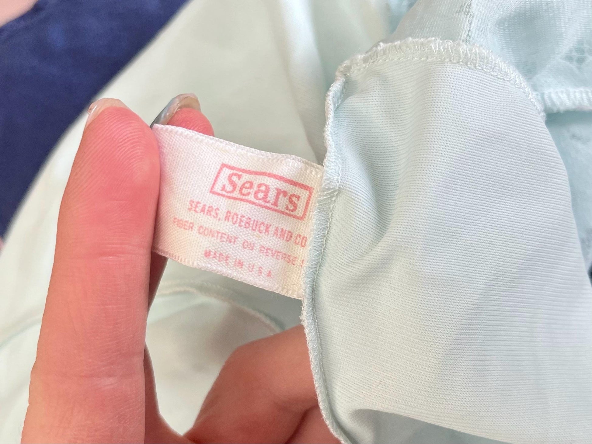 Vintage Pale Blue Lace Trim Slip Dress, Bridal Something Blue Lingerie, 90s Nightgown, Romantic Lace Trim Slip, Boudoir or Layering Dress