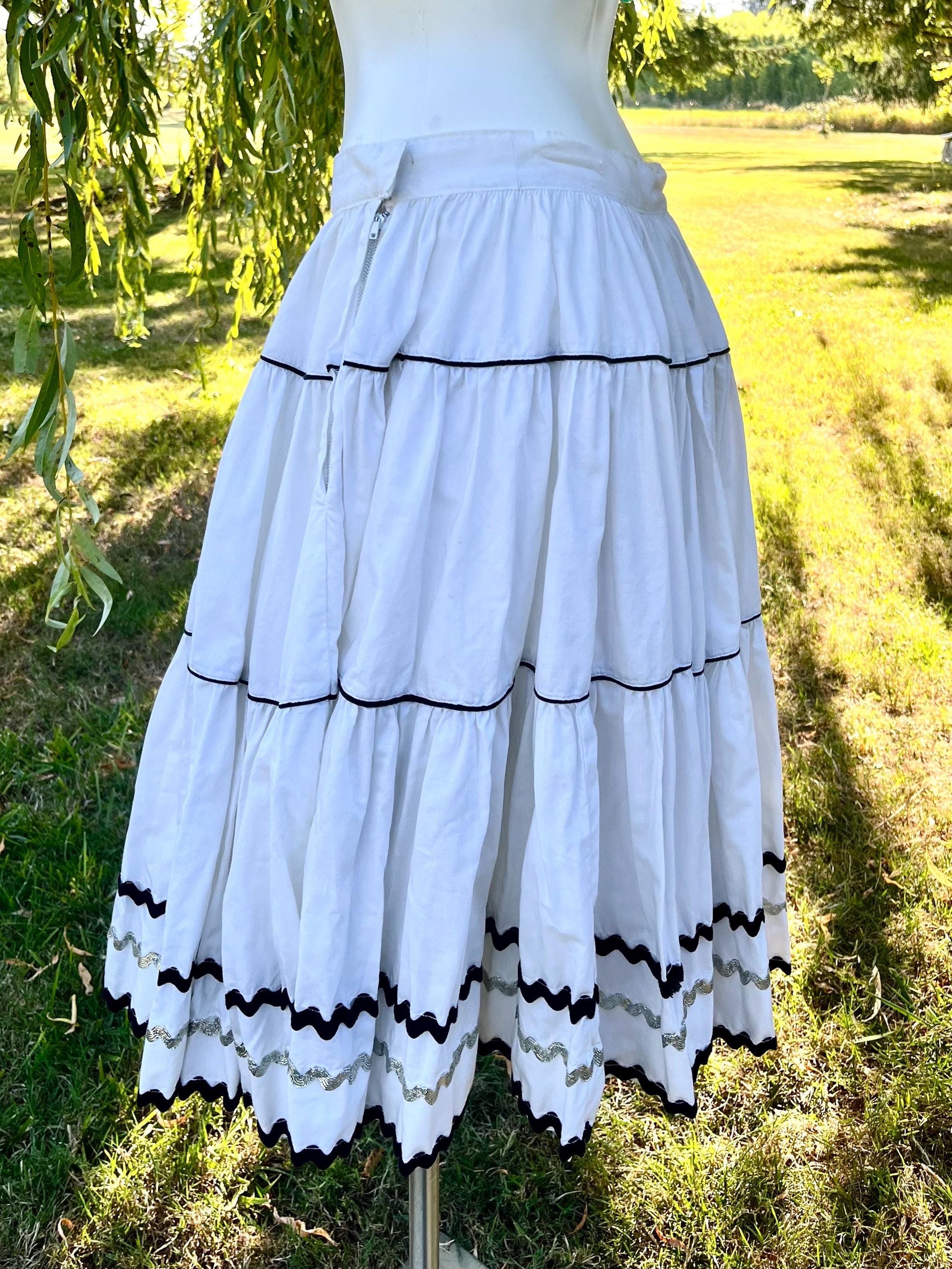 Vintage White Tiered Skirt with Ric Rac Trim