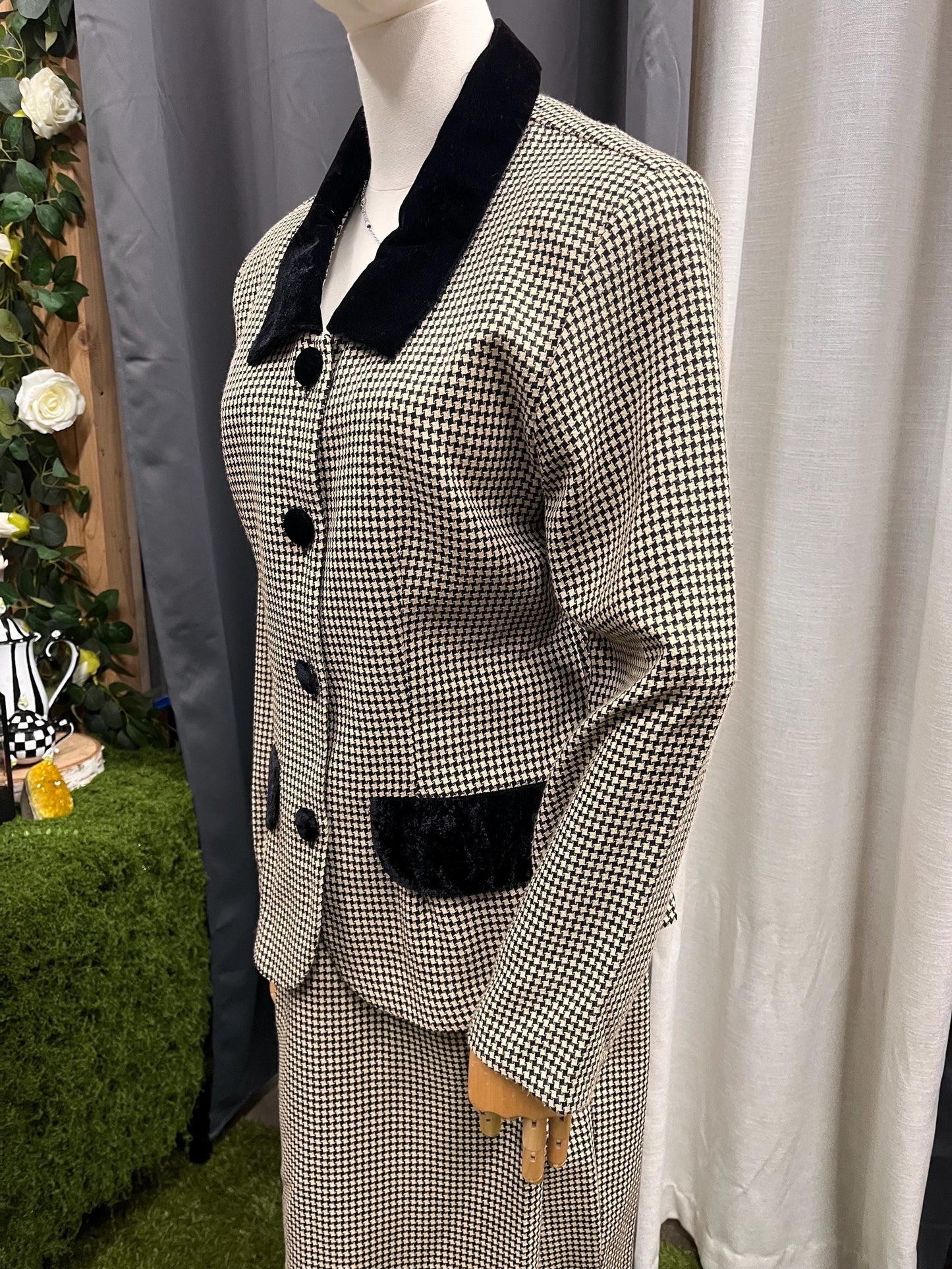 Vintage 80s Houndstooth Power Set by Dawn Joy Fashions (Size 10)