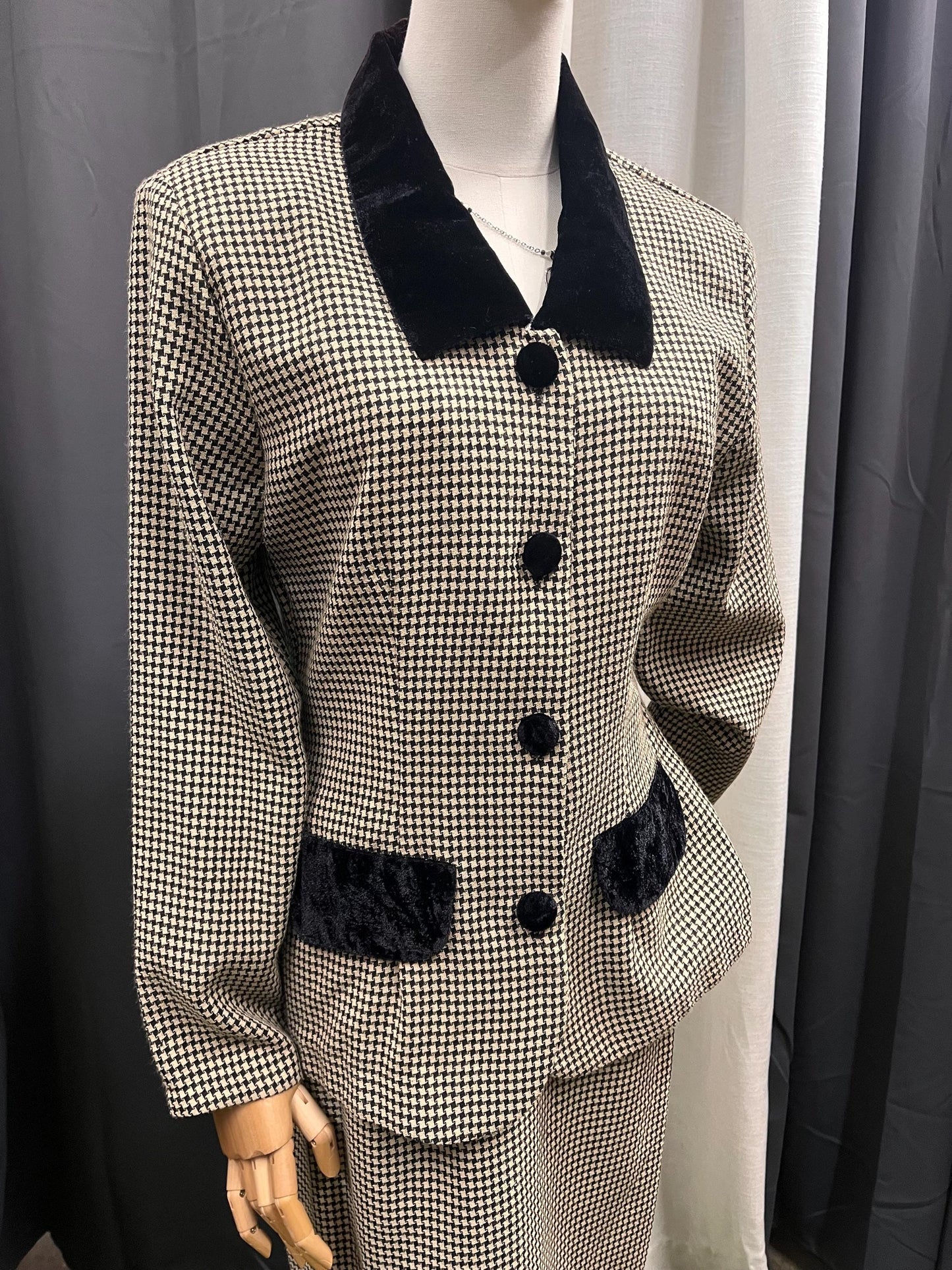 Vintage 80s Houndstooth Power Set by Dawn Joy Fashions (Size 10)