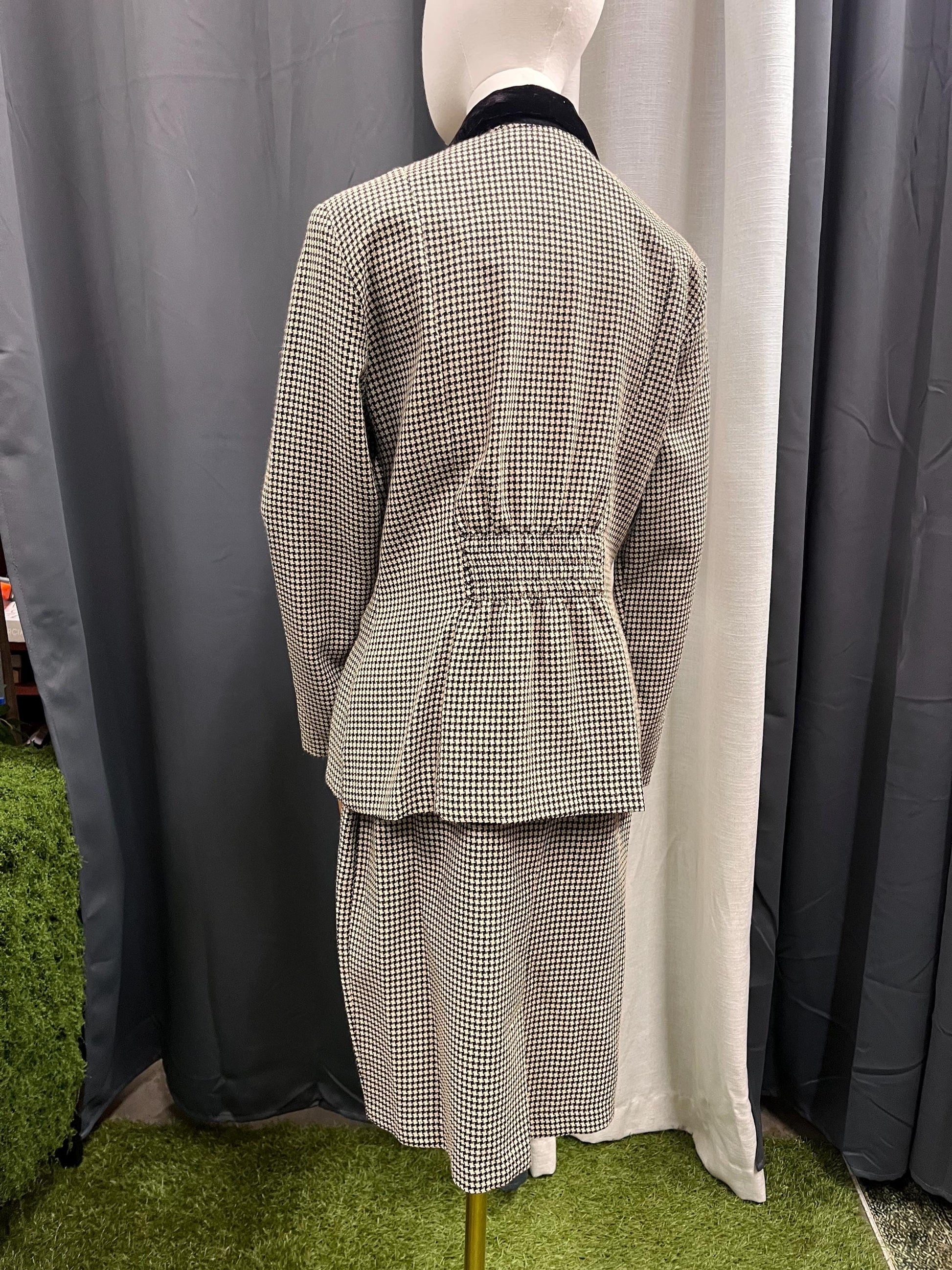 Vintage 80s Houndstooth Power Set by Dawn Joy Fashions (Size 10)