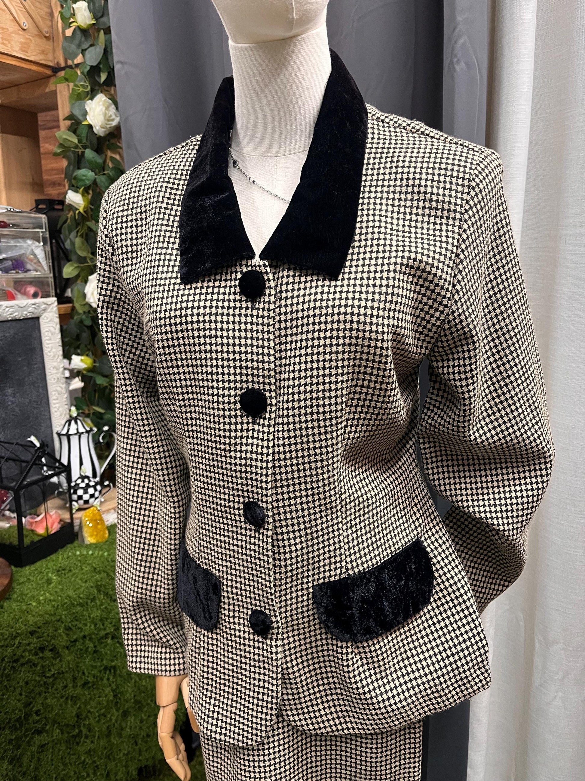 Vintage 80s Houndstooth Power Set by Dawn Joy Fashions (Size 10)