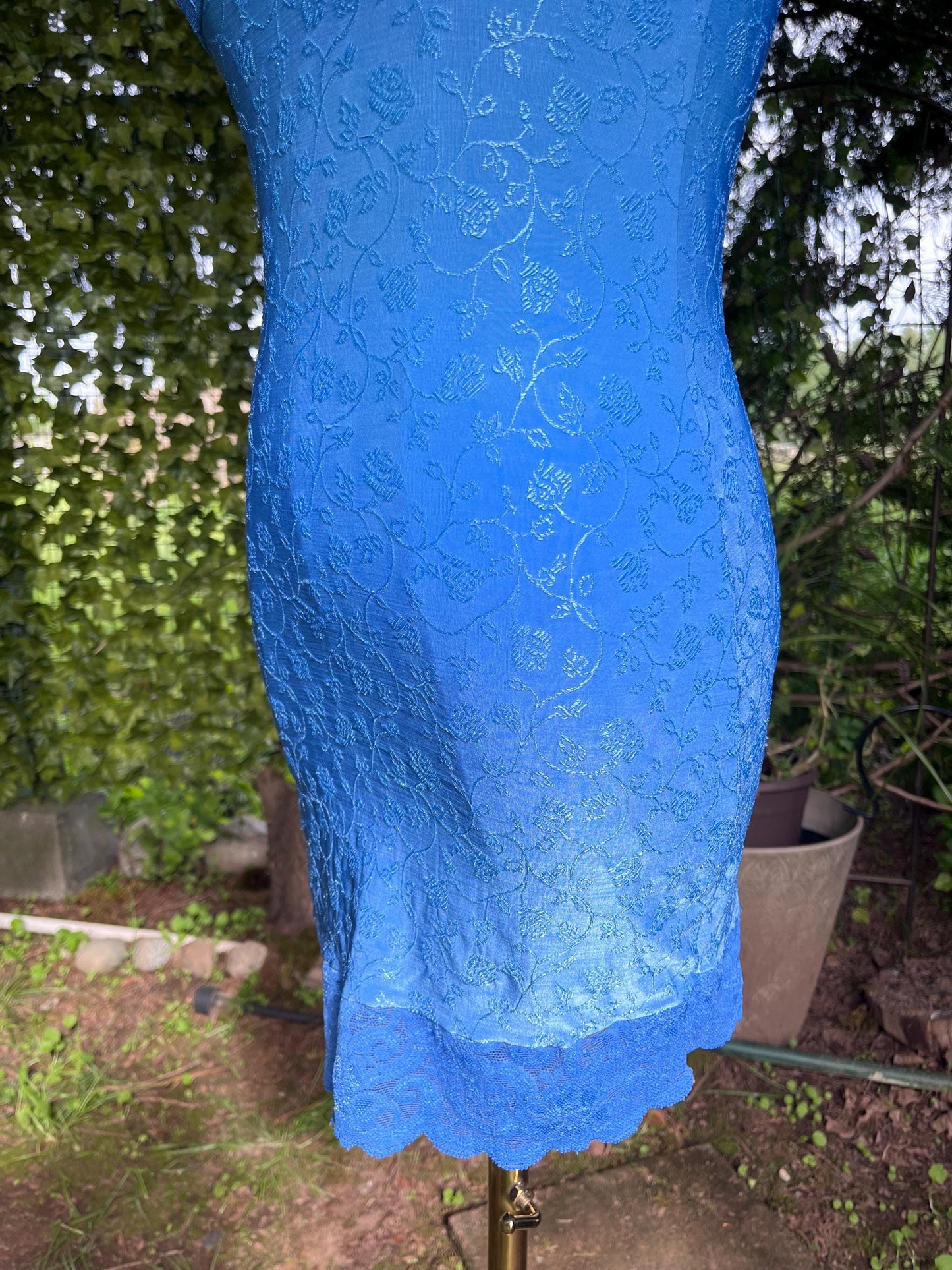 Coquette Floral Vintage Blue Lace Slip Dress