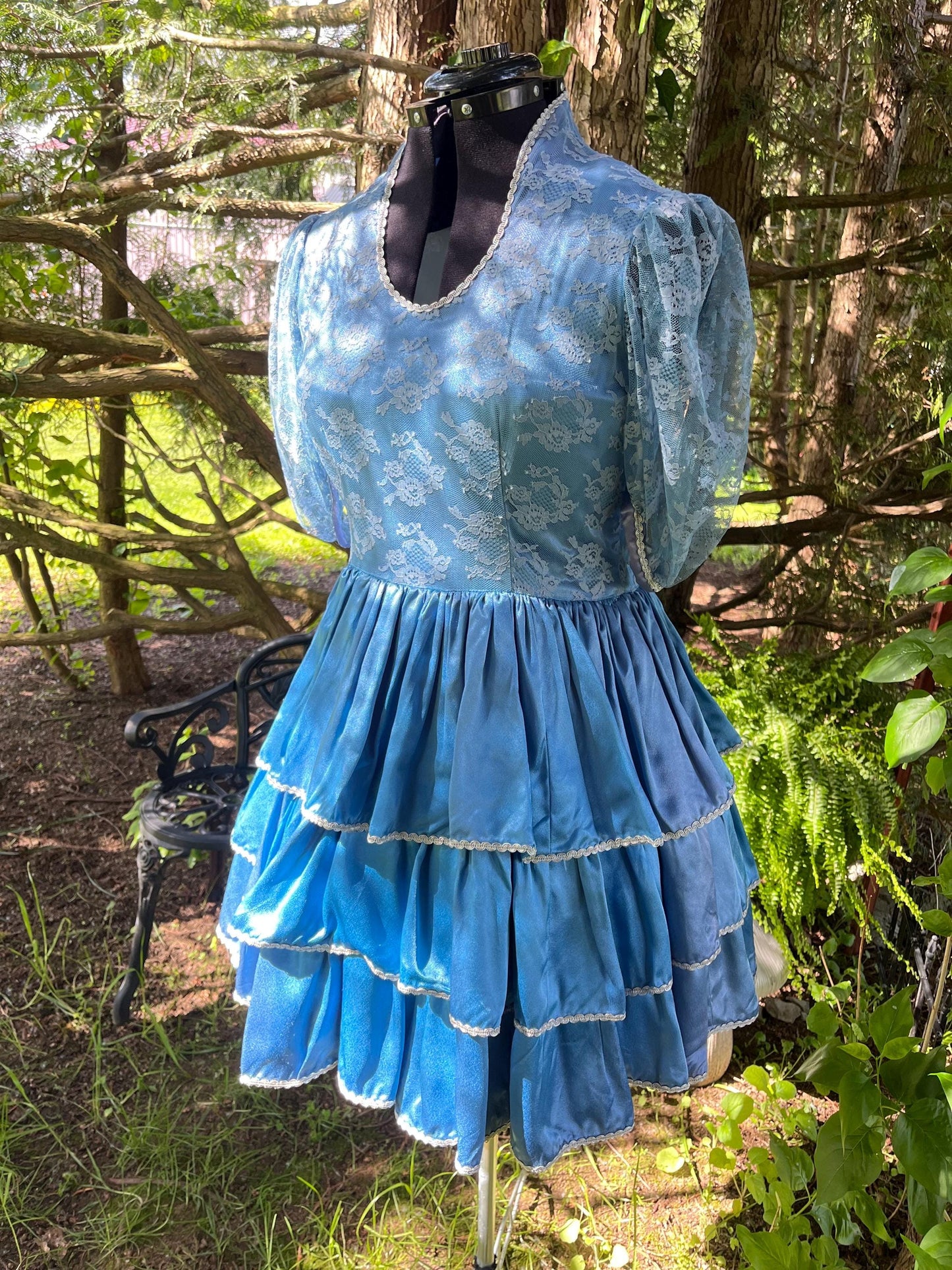 Handmade Blue Lace Tiered Fairy Dress