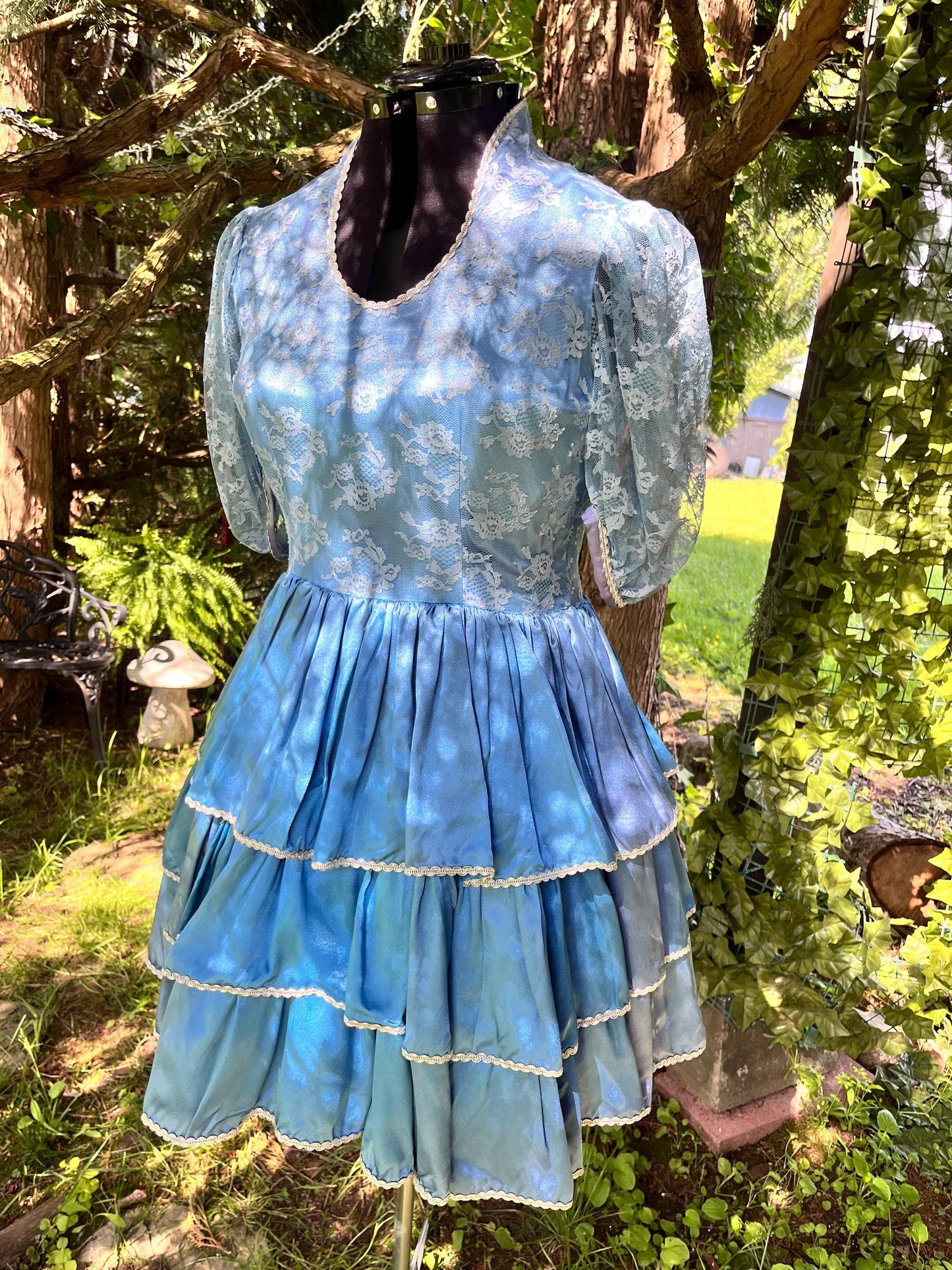 Handmade Blue Lace Tiered Fairy Dress