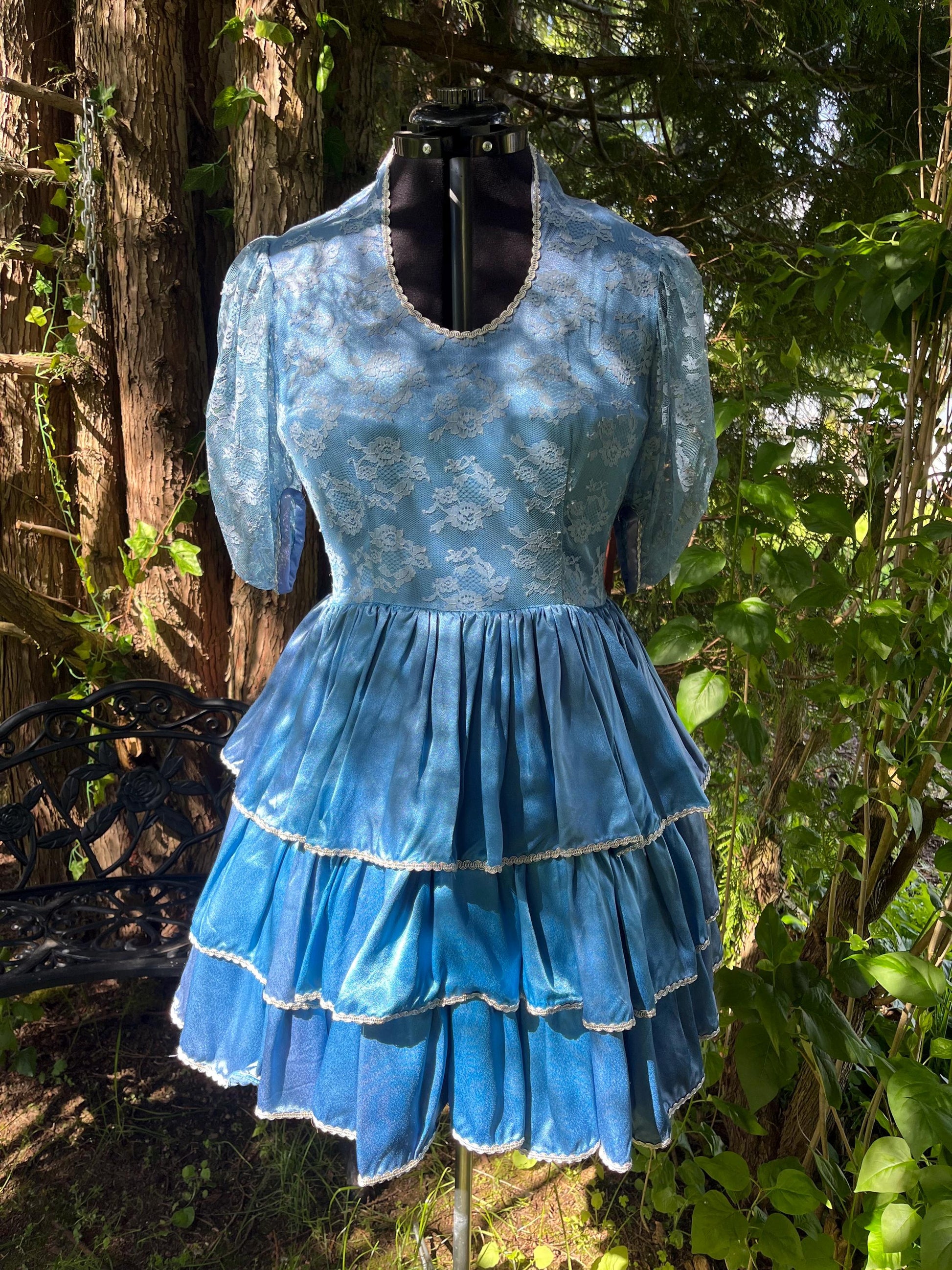 Handmade Blue Lace Tiered Fairy Dress