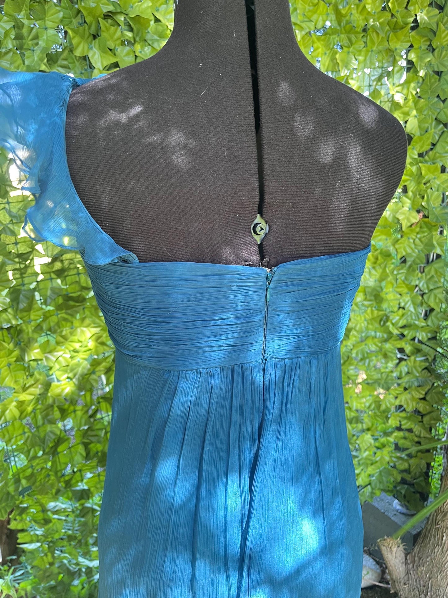 Mermaid Deep Blue Silk Maxi Dress, One-Shoulder Strap