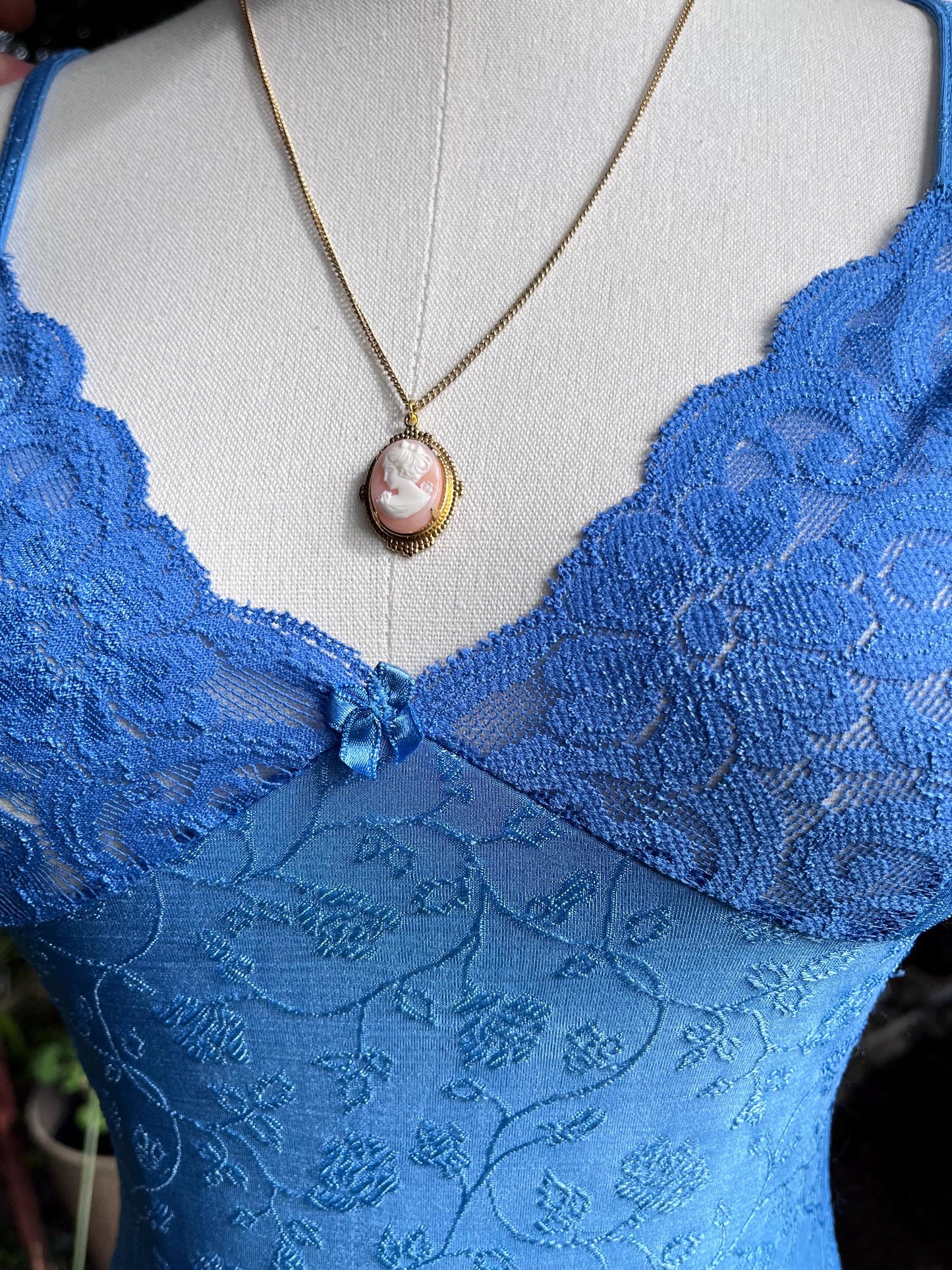 Coquette Floral Vintage Blue Lace Slip Dress