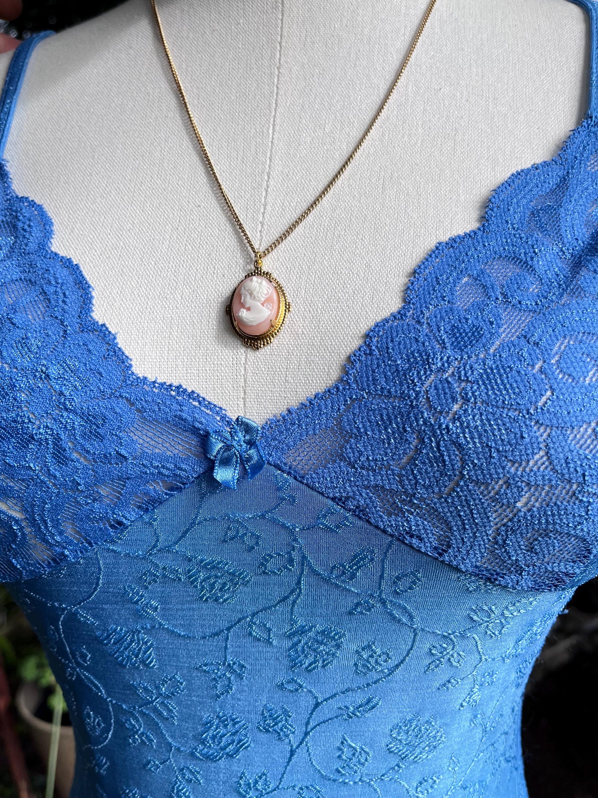 Coquette Floral Vintage Blue Lace Slip Dress