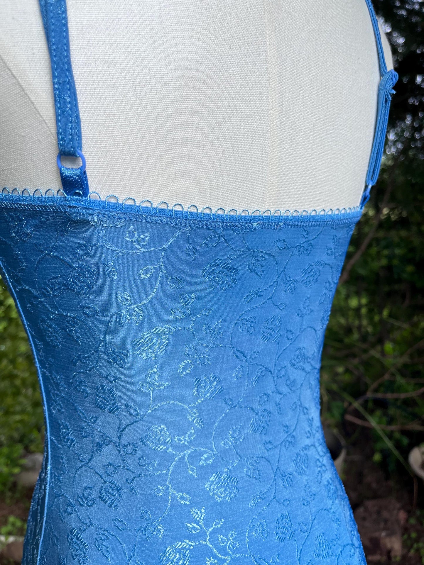 Coquette Floral Vintage Blue Lace Slip Dress