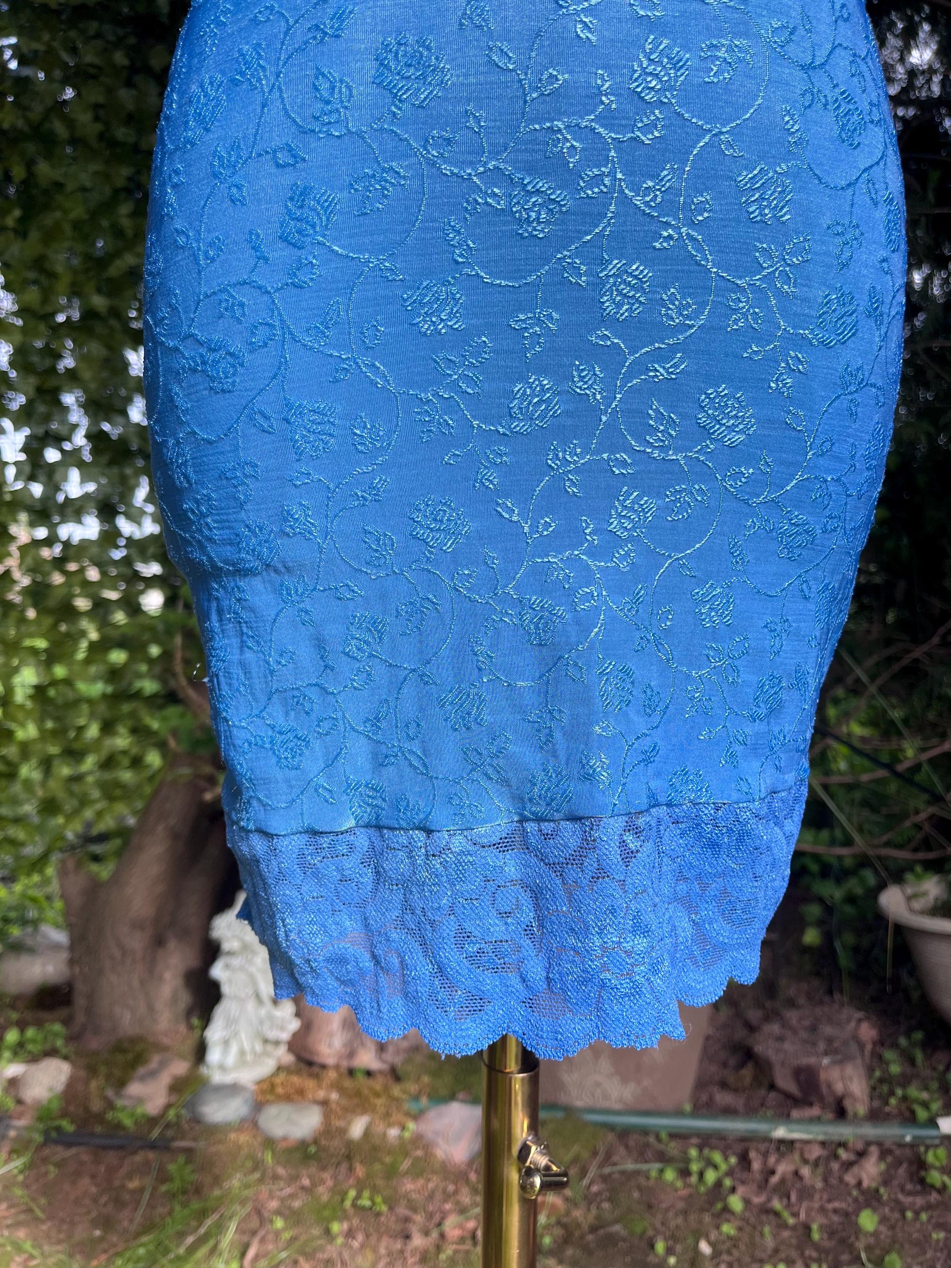 Coquette Floral Vintage Blue Lace Slip Dress