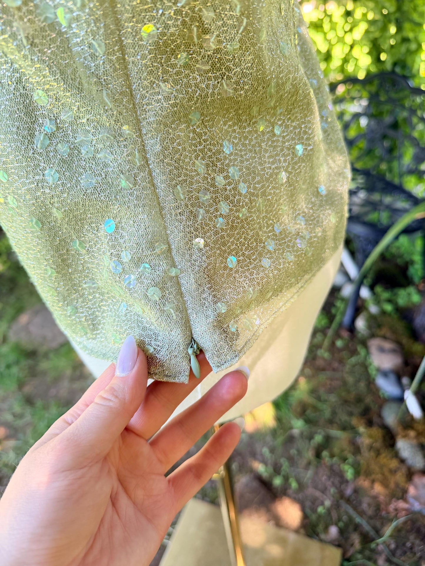Fairycore Sage Sequin Sparkle Top