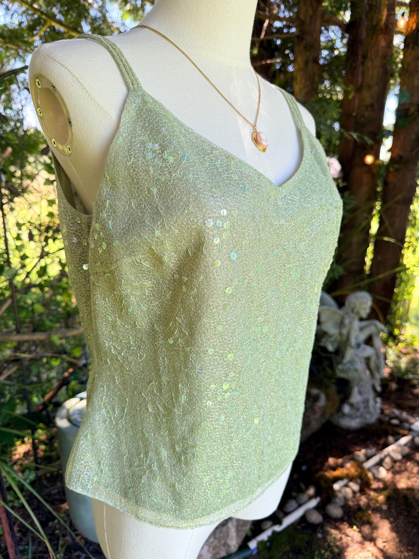 Fairycore Sage Sequin Sparkle Top