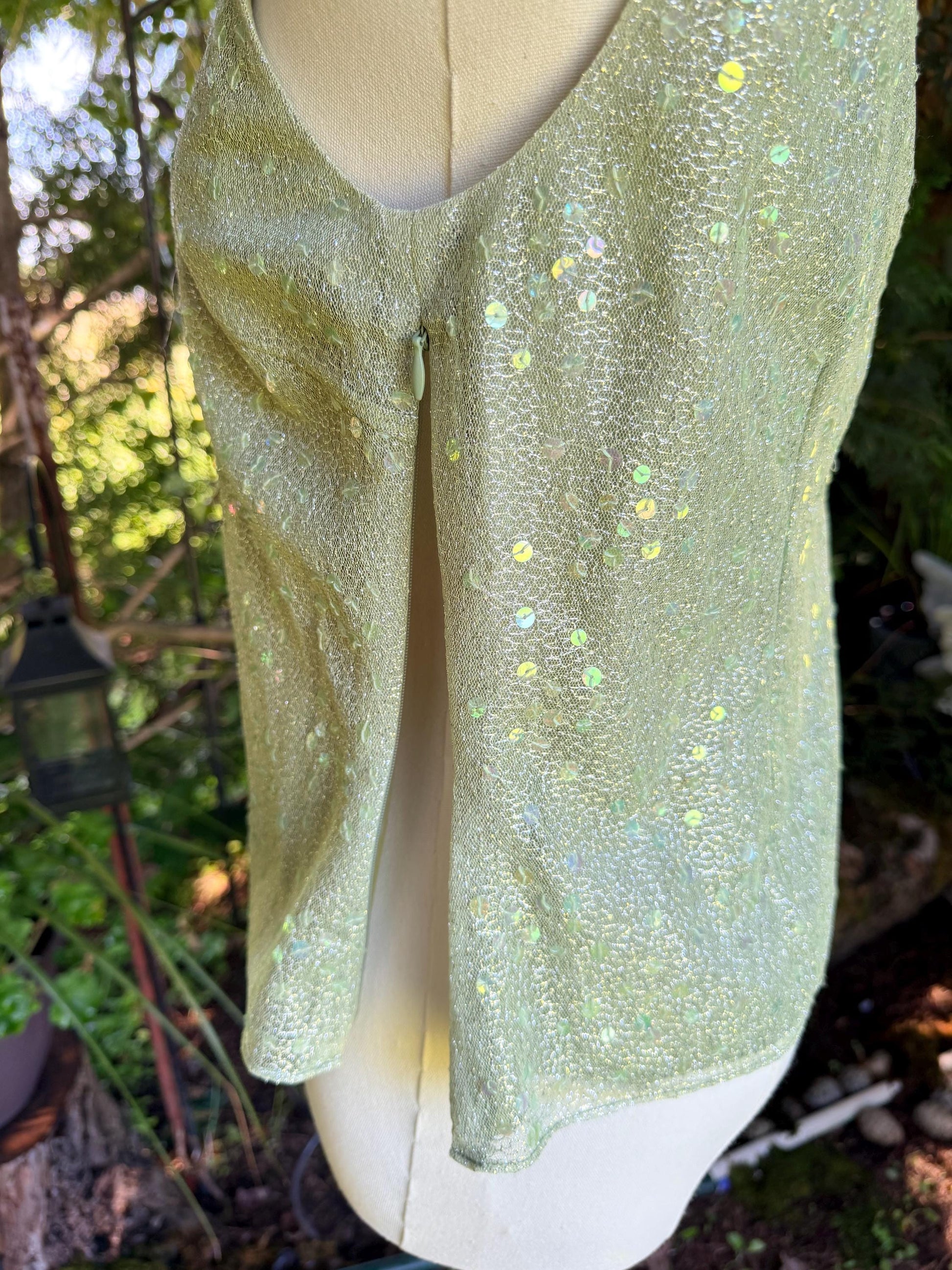 Fairycore Sage Sequin Sparkle Top